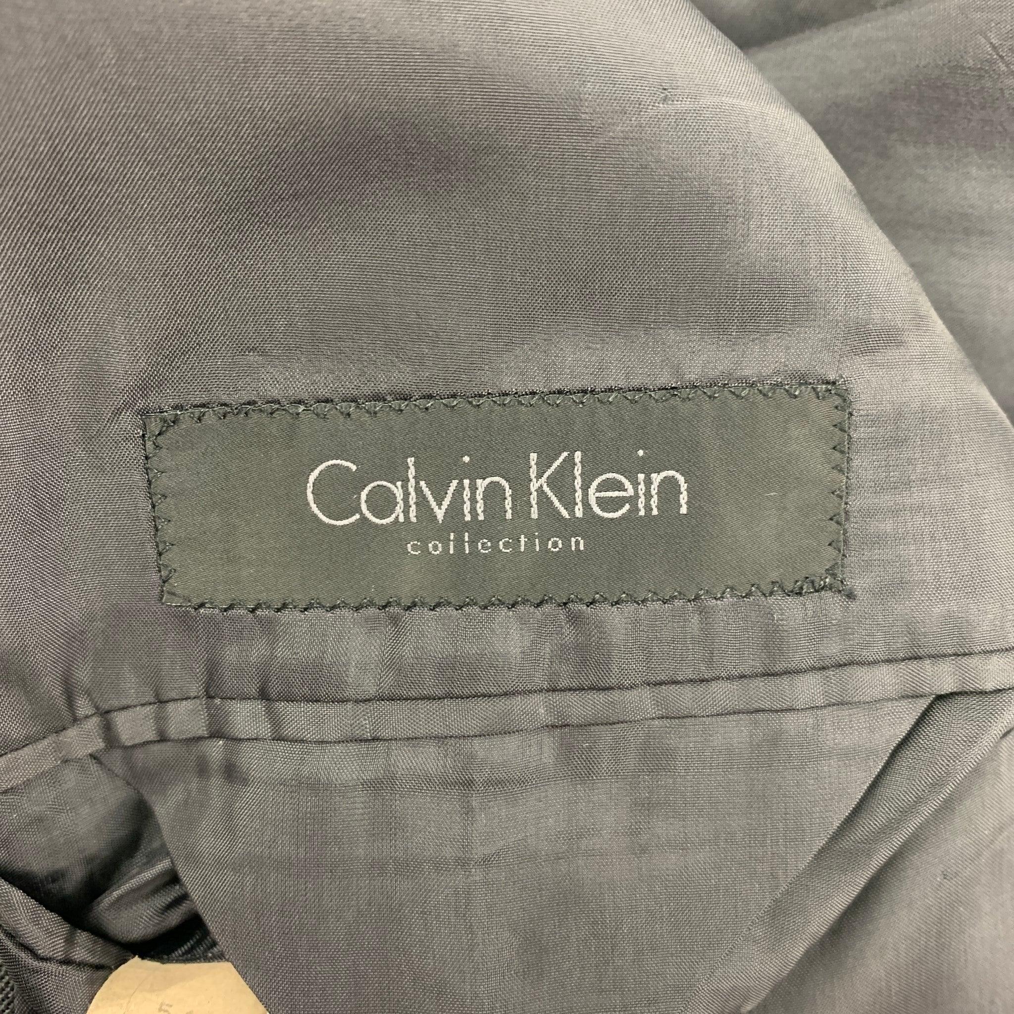 CALVIN KLEIN COLLECTION - Manteau de sport en laine et lin anthracite, taille 38 en vente 3