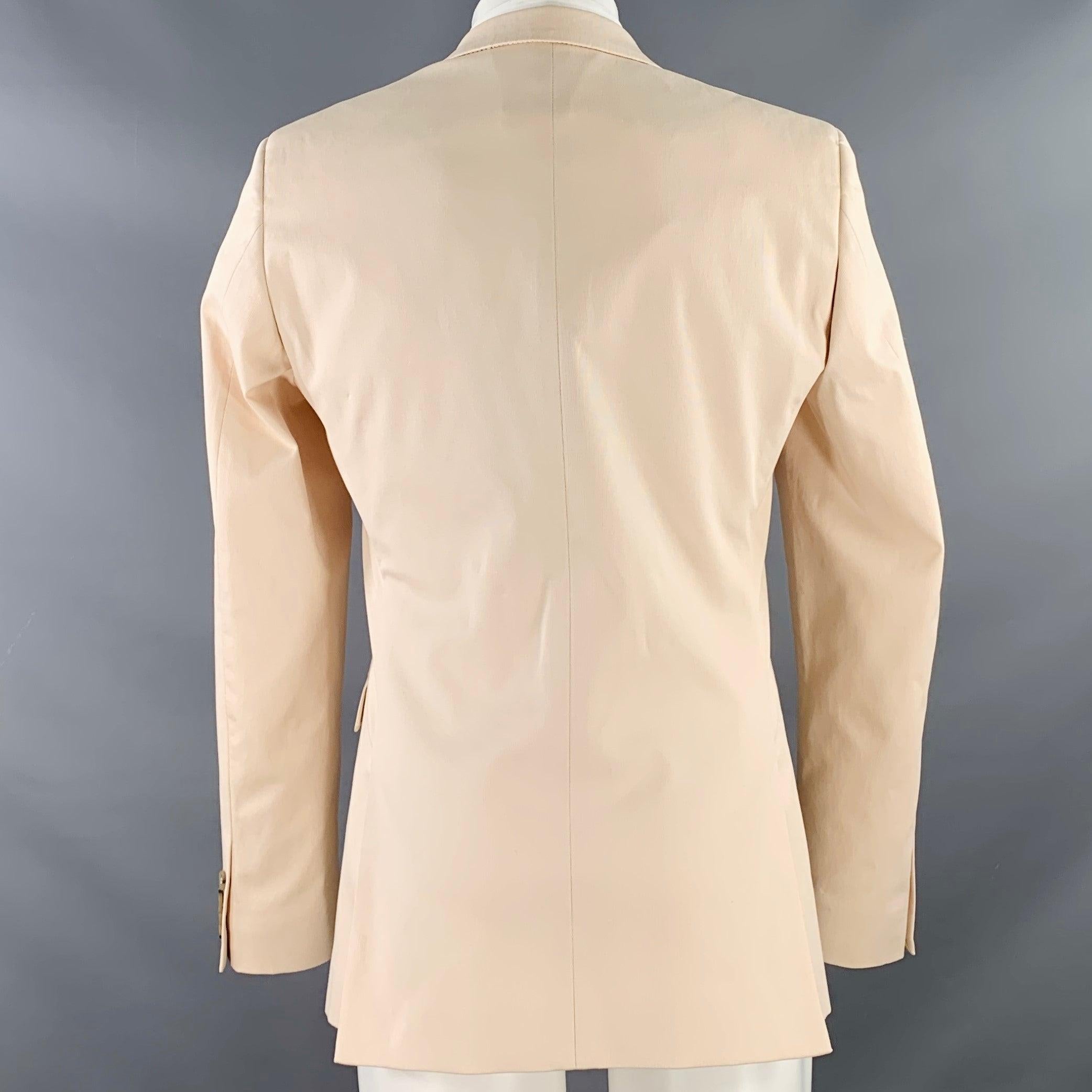 Beige CALVIN KLEIN COLLECTION Size 38 Cream Cotton Blend Notch Lapel Sport Coat For Sale