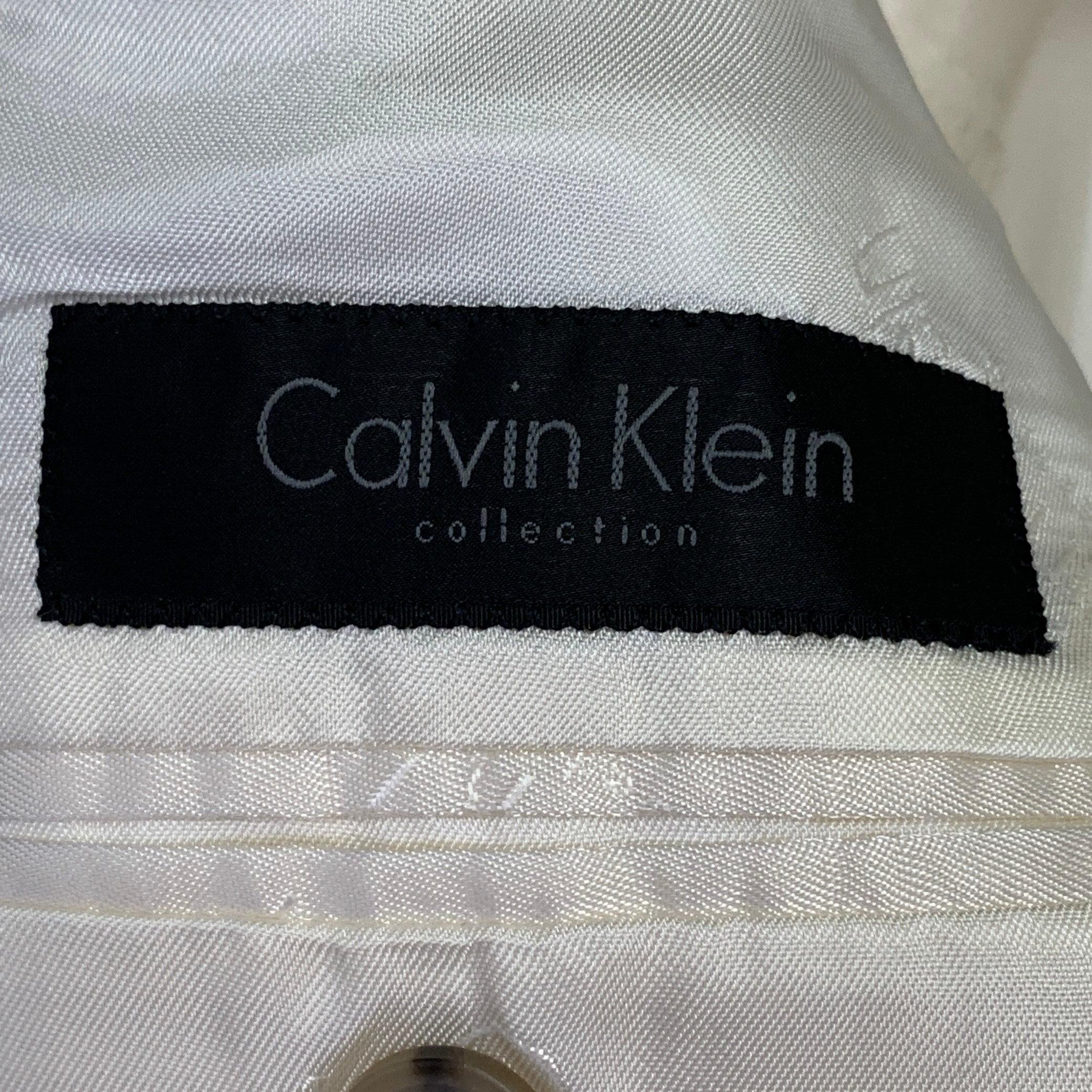 CALVIN KLEIN COLLECTION Size 38 Cream Cotton Blend Notch Lapel Sport Coat For Sale 1