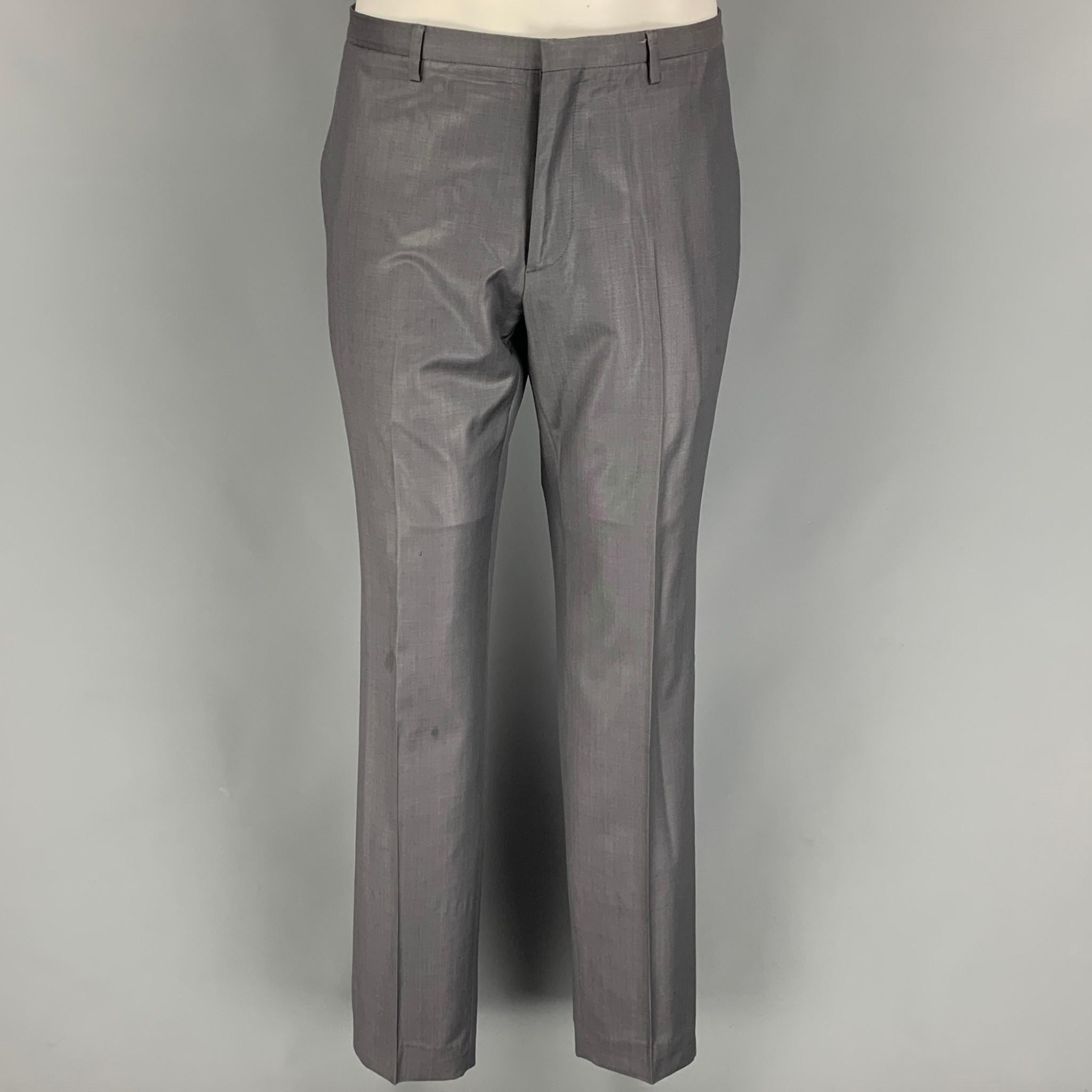 CALVIN KLEIN COLLECTION Size 38 Dark Gray Wool Notch Lapel Suit 2