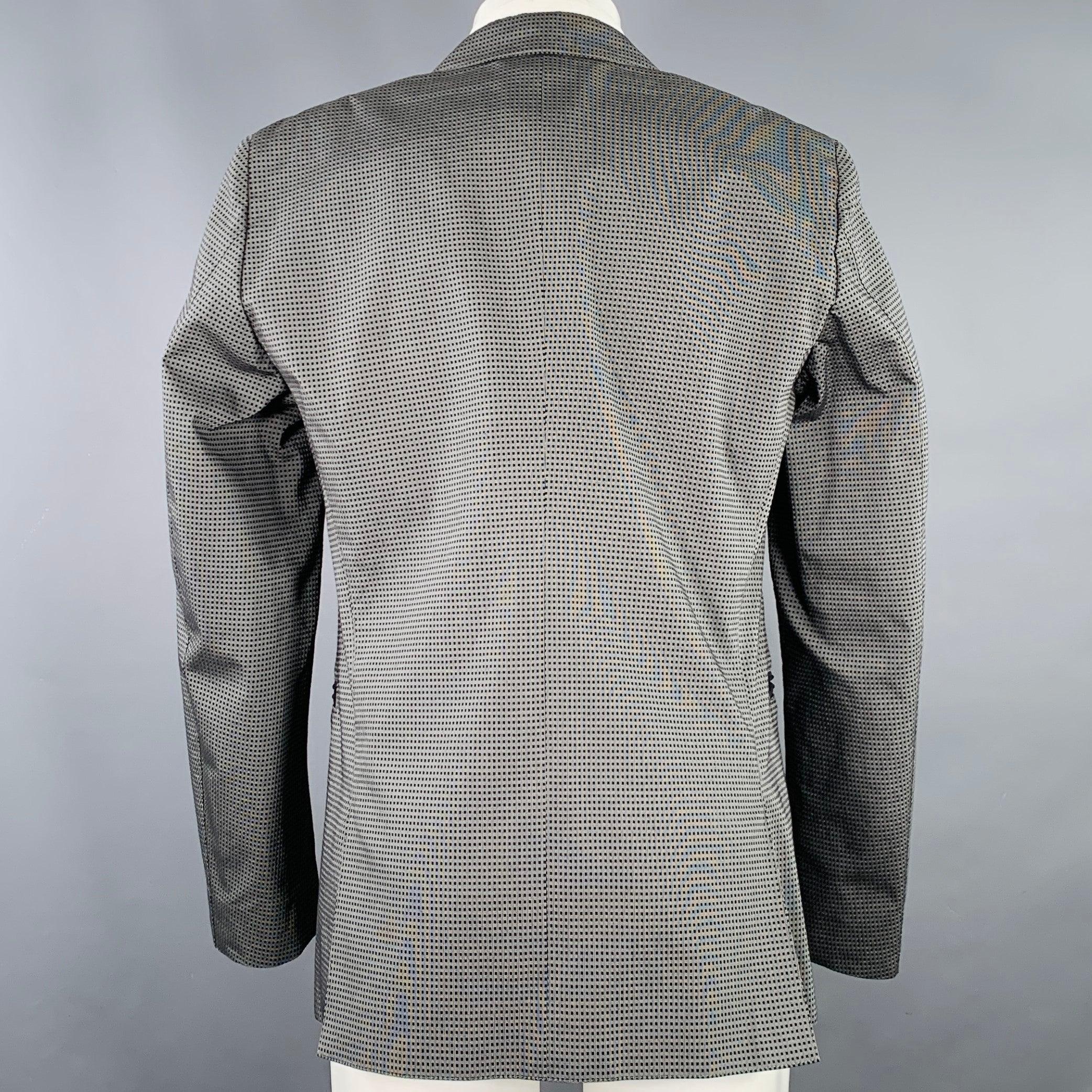 CALVIN KLEIN COLLECTION Size 38 Grey Black Squares Rayon Blend Sport Coat For Sale 1