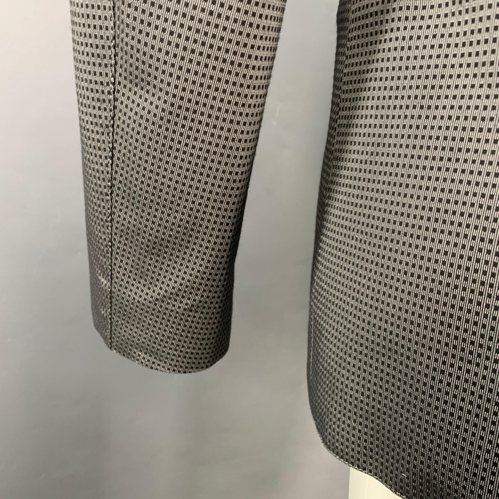CALVIN KLEIN COLLECTION Size 38 Grey Black Squares Rayon Blend Sport Coat For Sale 2