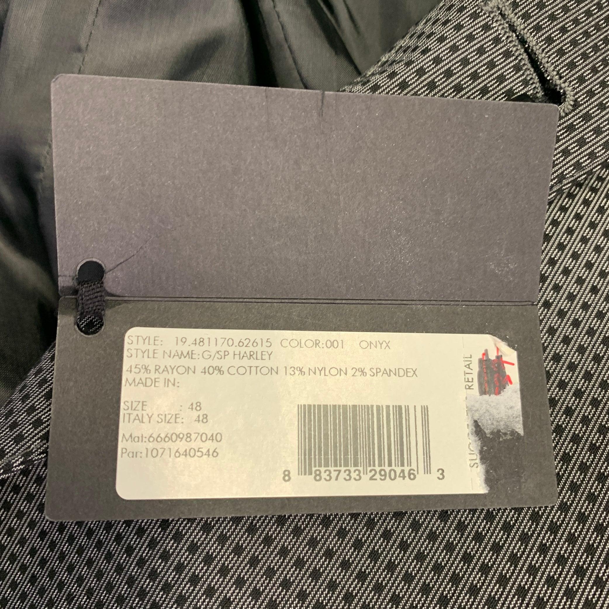 CALVIN KLEIN COLLECTION Size 38 Grey Black Squares Rayon Blend Sport Coat For Sale 4