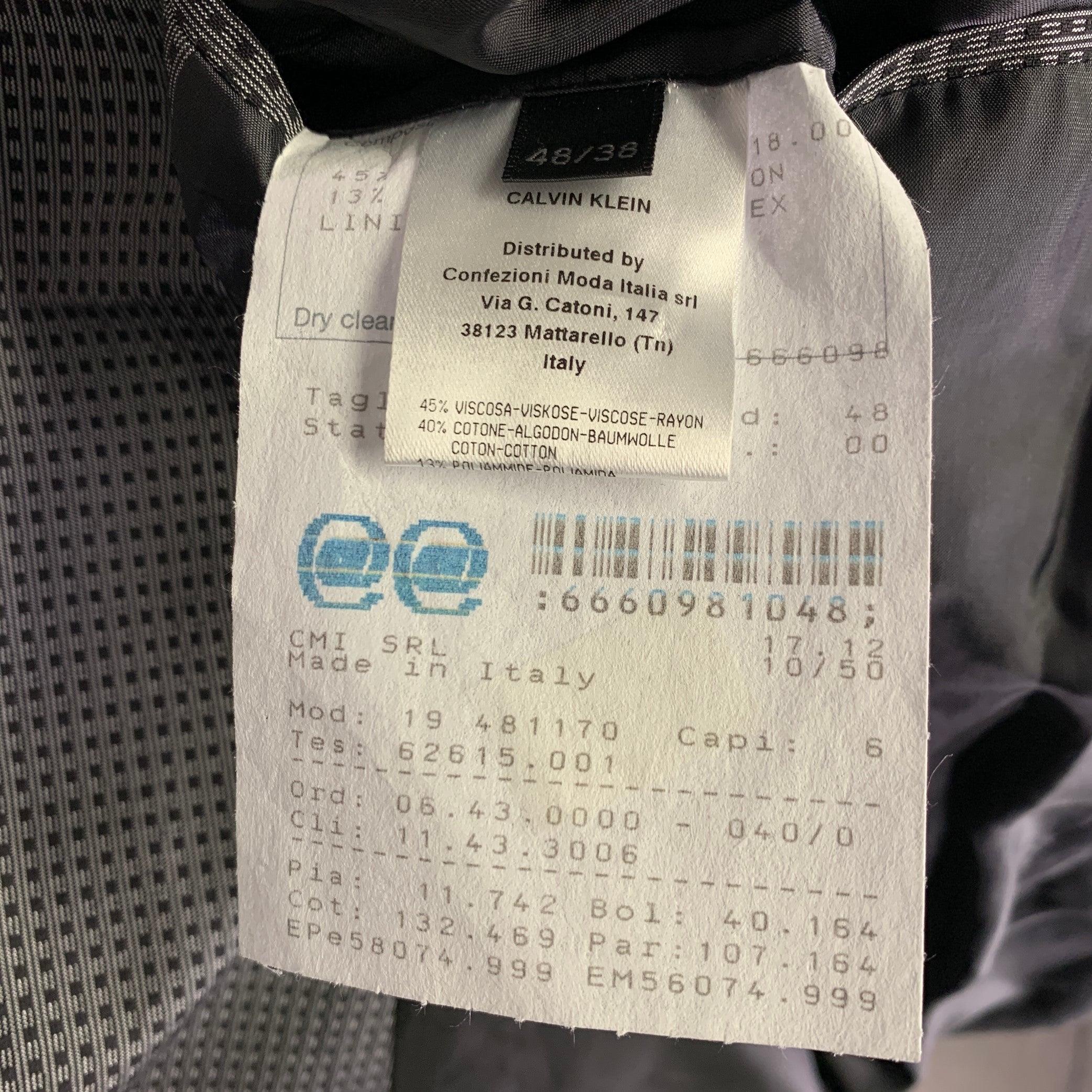 CALVIN KLEIN COLLECTION Size 38 Grey Black Squares Rayon Blend Sport Coat For Sale 6