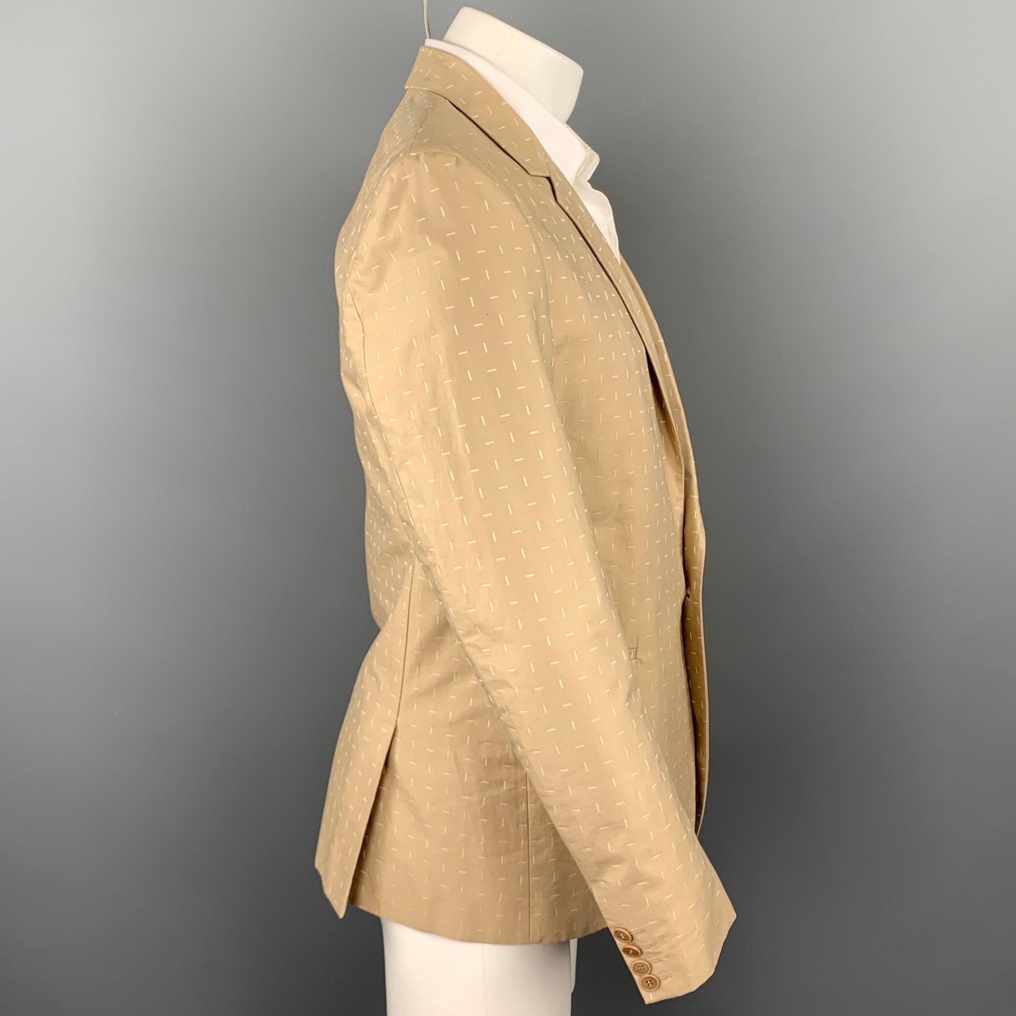 Men's CALVIN KLEIN COLLECTION Size 38 Khaki Print Cotton Sport Coat For Sale
