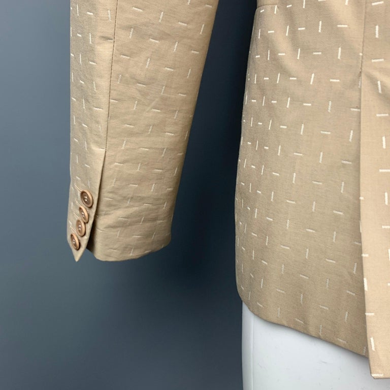 CALVIN KLEIN COLLECTION Size 38 Khaki Print Cotton Sport Coat For Sale