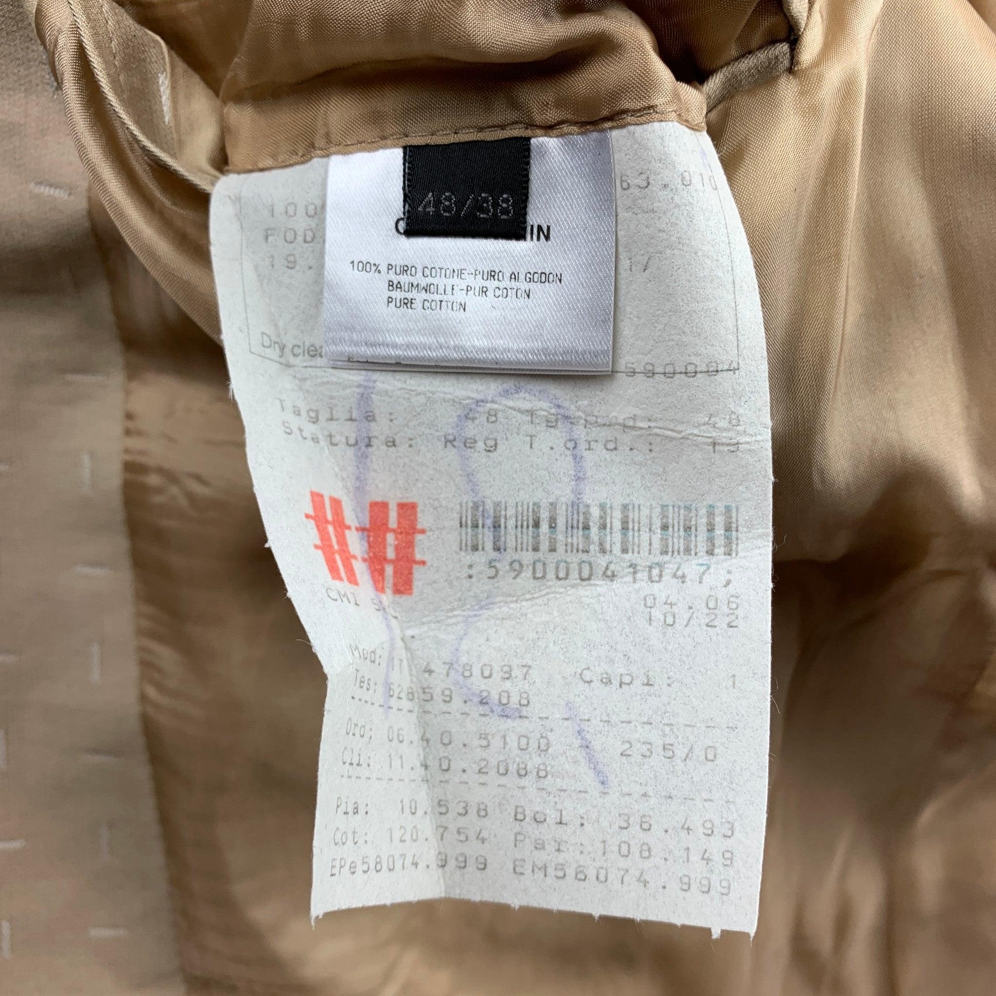 CALVIN KLEIN COLLECTION Talla 38 Chaquetón de algodón con estampado caqui en venta 2