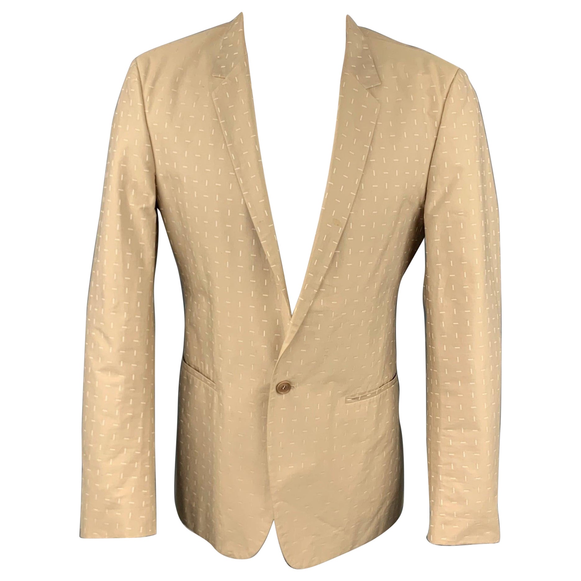 CALVIN KLEIN COLLECTION Größe 38 Khaki Print Baumwoll-Sportmantel