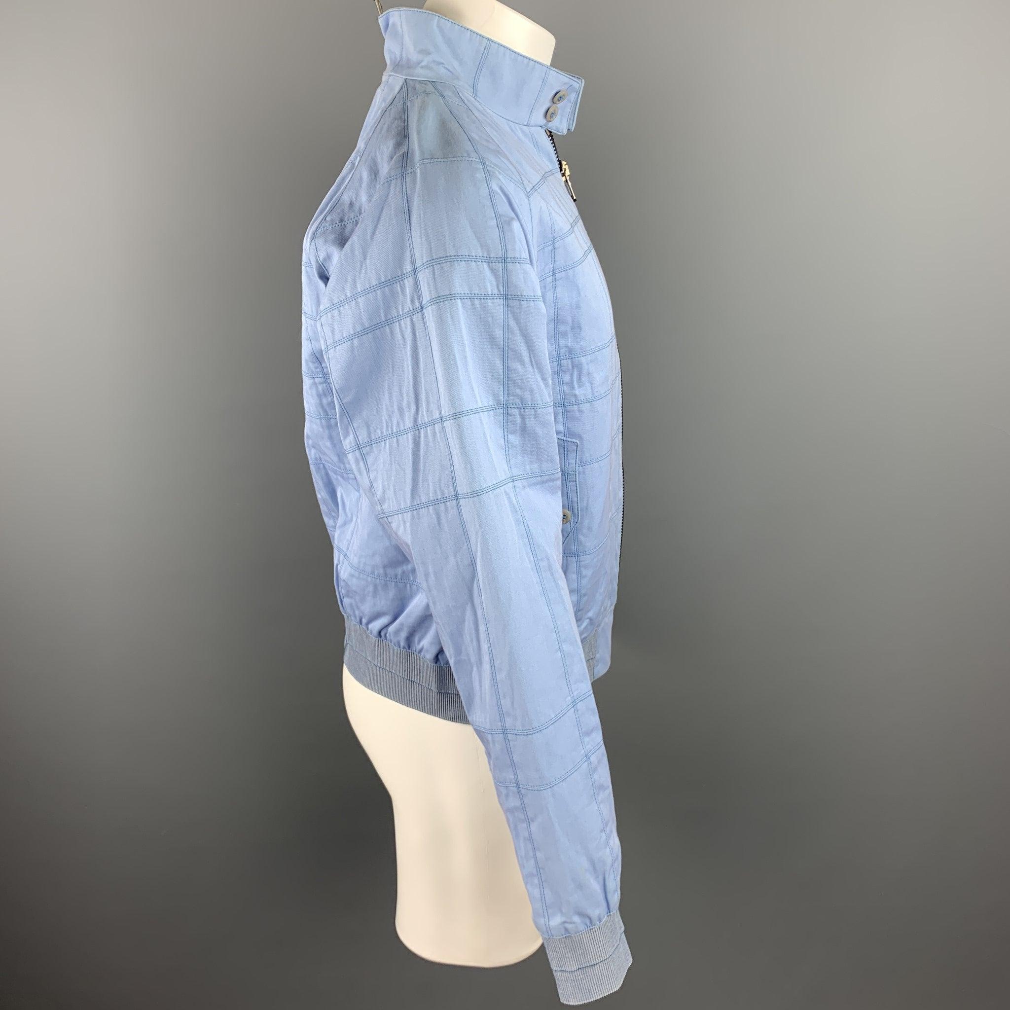 Men's CALVIN KLEIN COLLECTION Size 38 Light Blue Stitched Cotton/Acrylic Zip Up Jacket For Sale