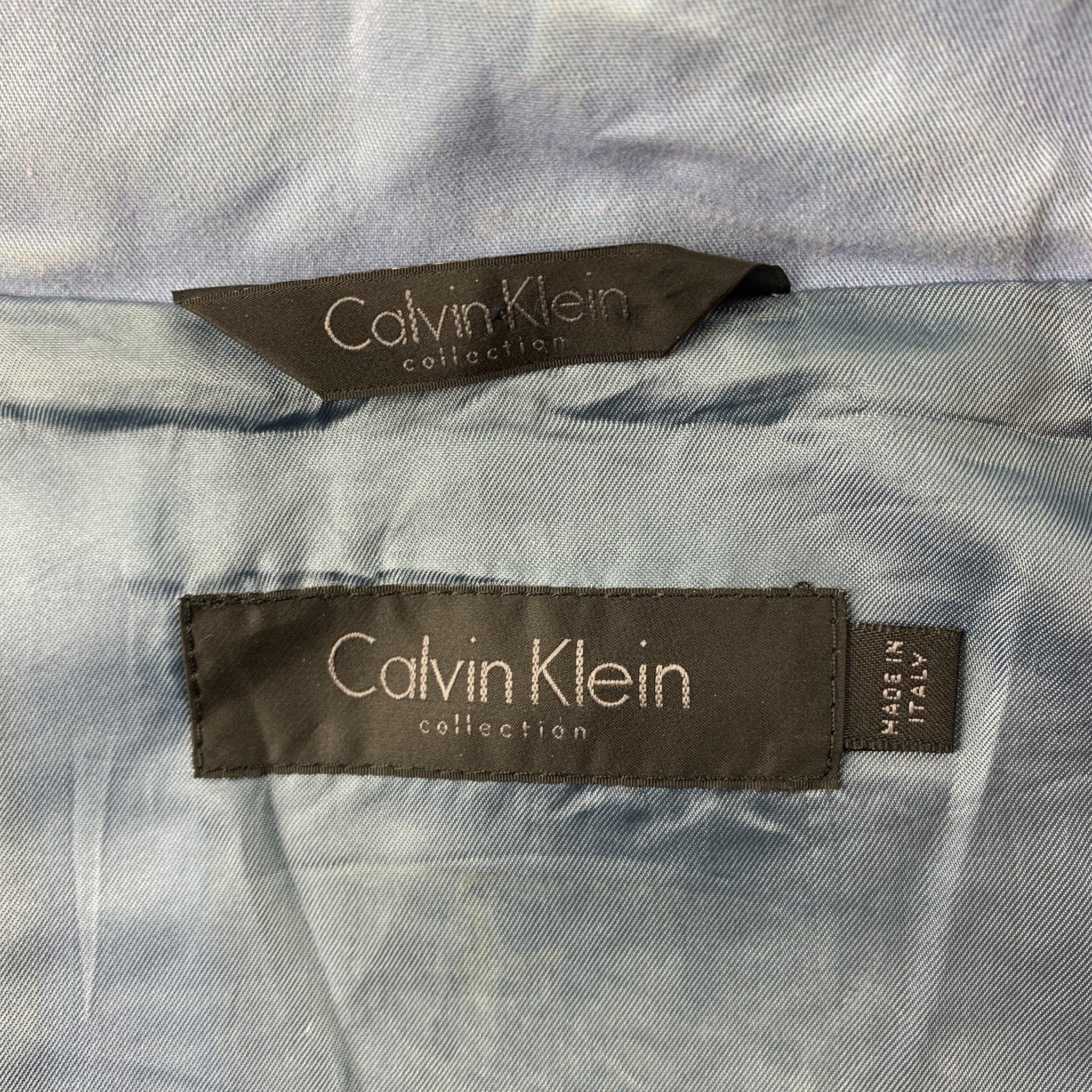 CALVIN KLEIN COLLECTION Size 38 Light Blue Stitched Cotton/Acrylic Zip Up Jacket For Sale 2