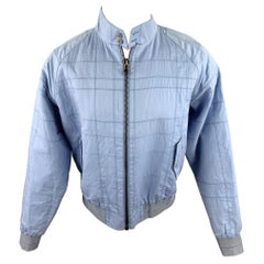 CALVIN KLEIN COLLECTION Size 38 Light Blue Stitched Cotton/Acrylic Zip Up Jacket
