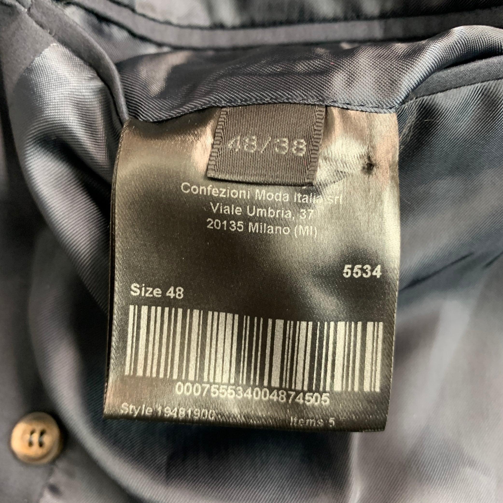 CALVIN KLEIN COLLECTION Size 38 Navy Cotton Double Breasted Sport Coat For Sale 4