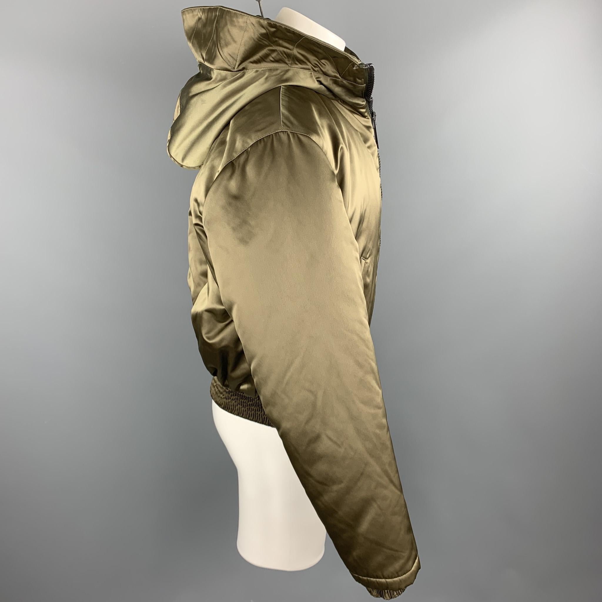 Men's CALVIN KLEIN COLLECTION Size 38 Olive Hooded Nylon Blend Detachable Layer Jacket