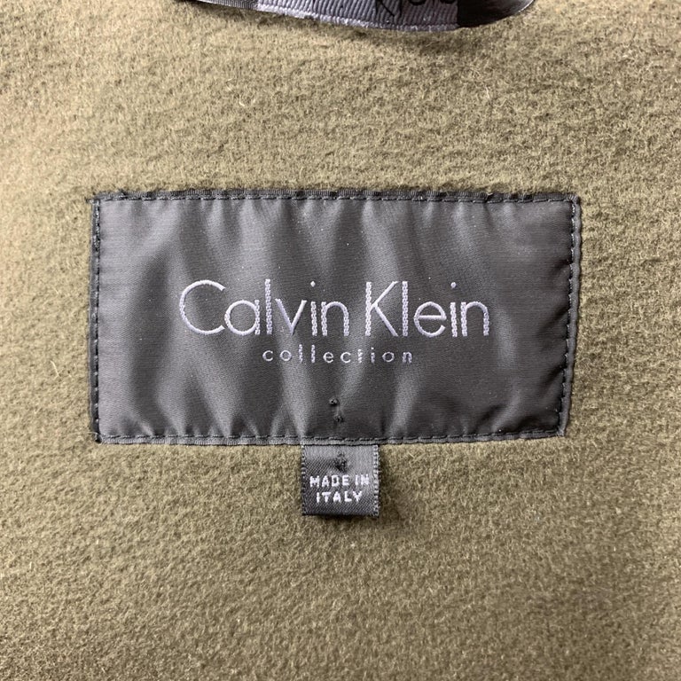 CALVIN KLEIN COLLECTION Size 38 Olive Hooded Nylon Blend Detachable ...