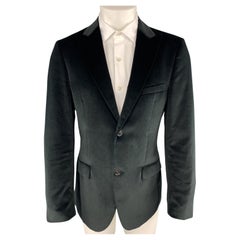 Calvin Klein Collection Taille 38 Manteau de sport court en velours de coton noir à revers en pointe