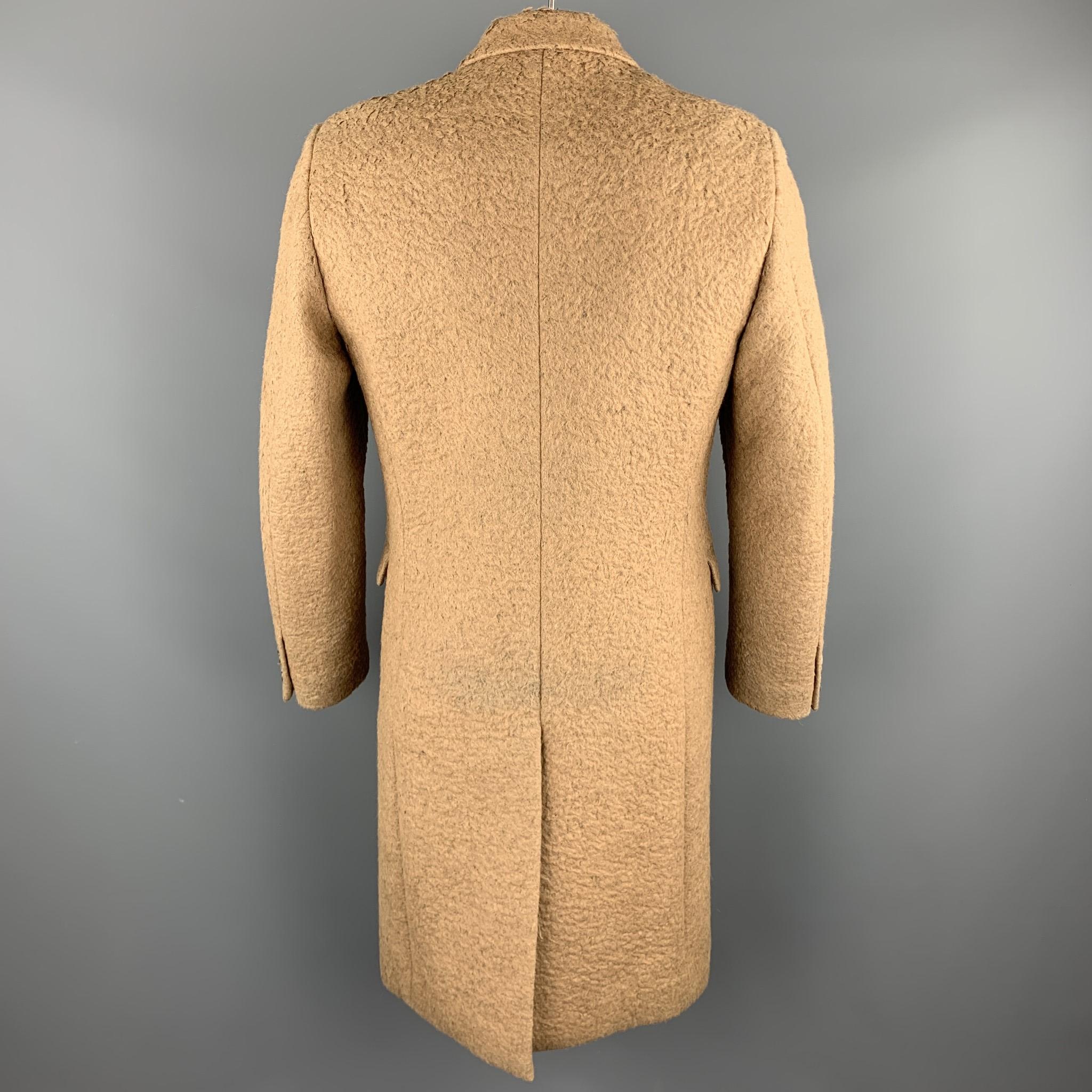 Beige CALVIN KLEIN COLLECTION Size 38 Tan Textured Wool Blend Coat