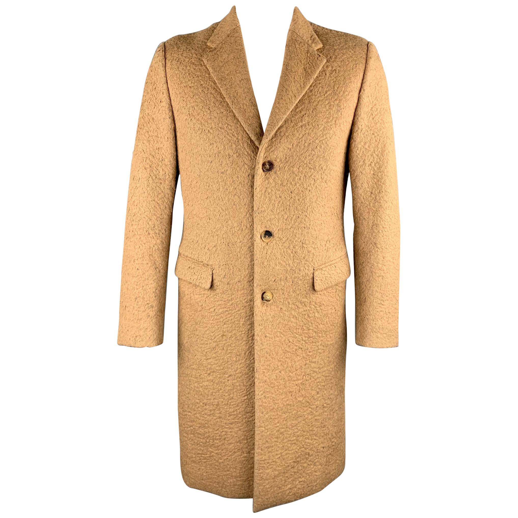 CALVIN KLEIN COLLECTION Size 38 Tan Textured Wool Blend Coat