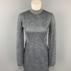 CALVIN KLEIN COLLECTION Size 4 Grey Lace Modal Blend Sheath Dress