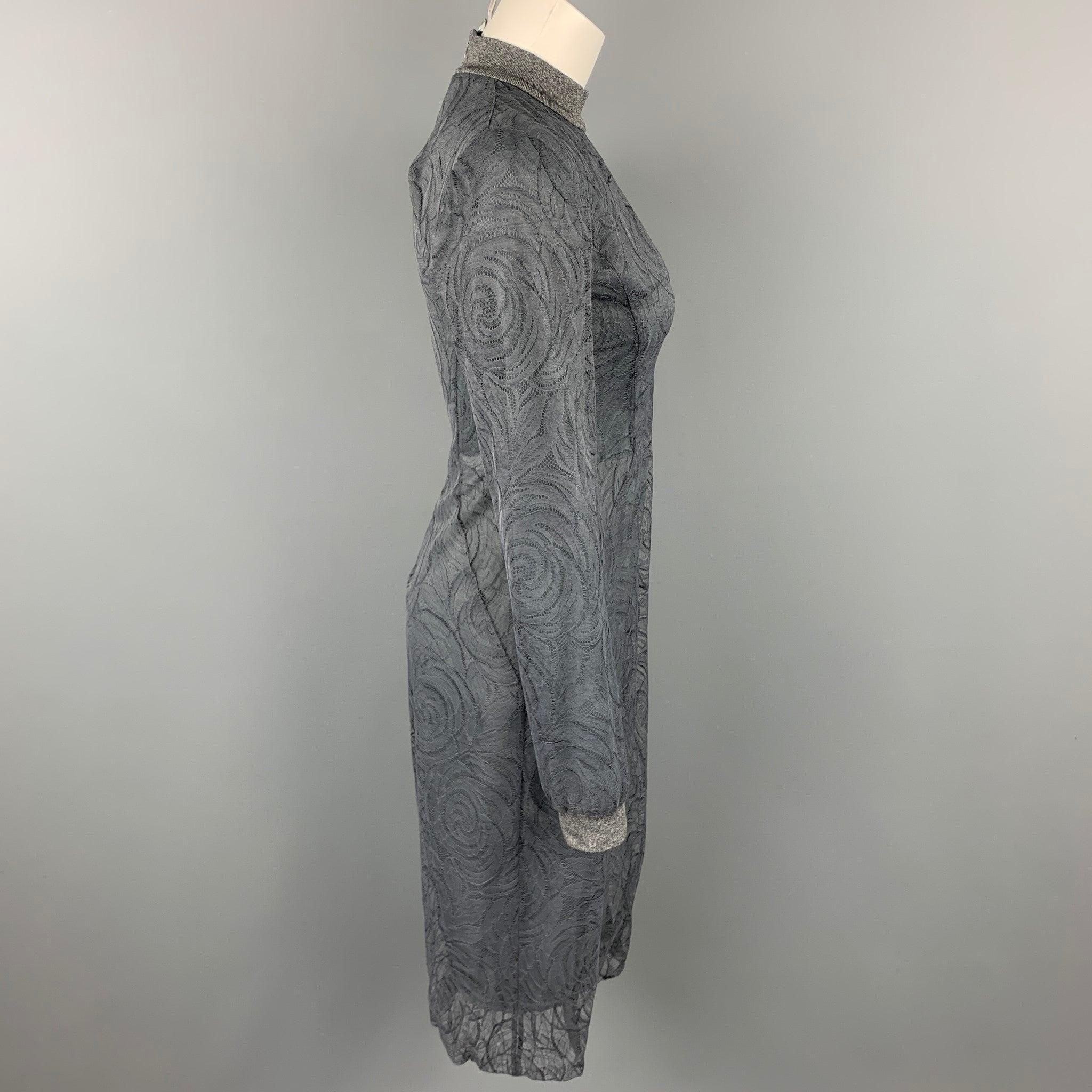 Women's CALVIN KLEIN COLLECTION Size 4 Grey Lace Modal Blend Sheath Dress