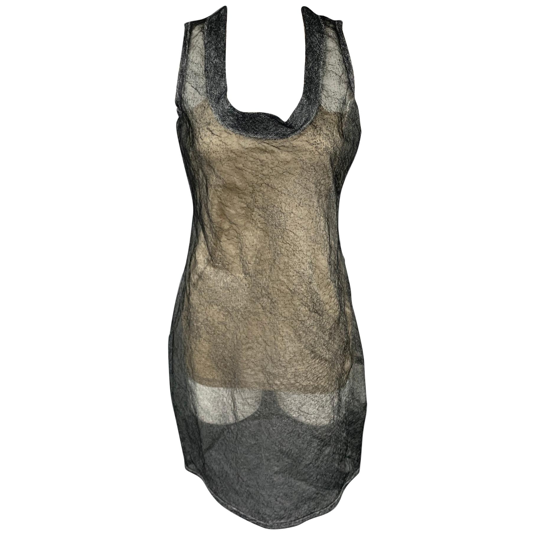 CALVIN KLEIN COLLECTION Size 4 Grey Textured Silk Sleeveless Shift Dress