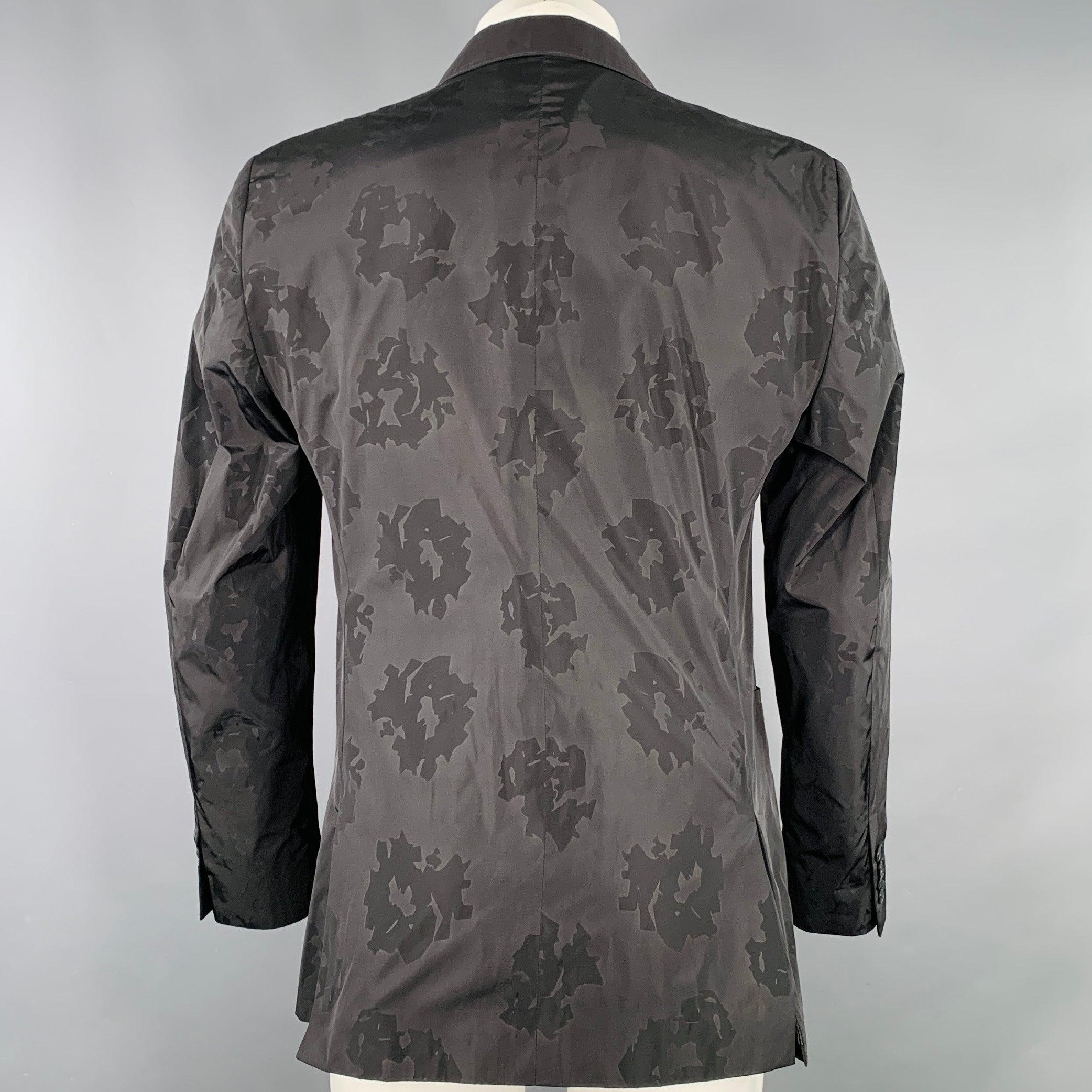 Men's CALVIN KLEIN COLLECTION Size 40 Black Abstract Polyester Sport Coat For Sale