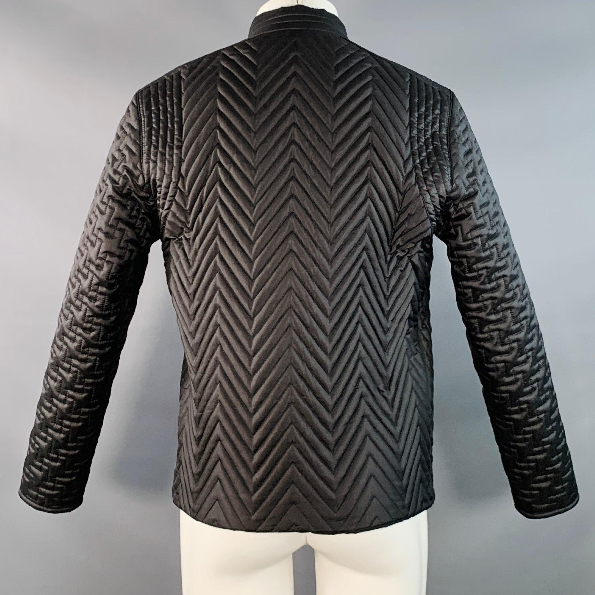 CALVIN KLEIN COLLECTION Größe 40 Schwarz Gesteppte Polyester-Zip Up Jacke Herren im Angebot