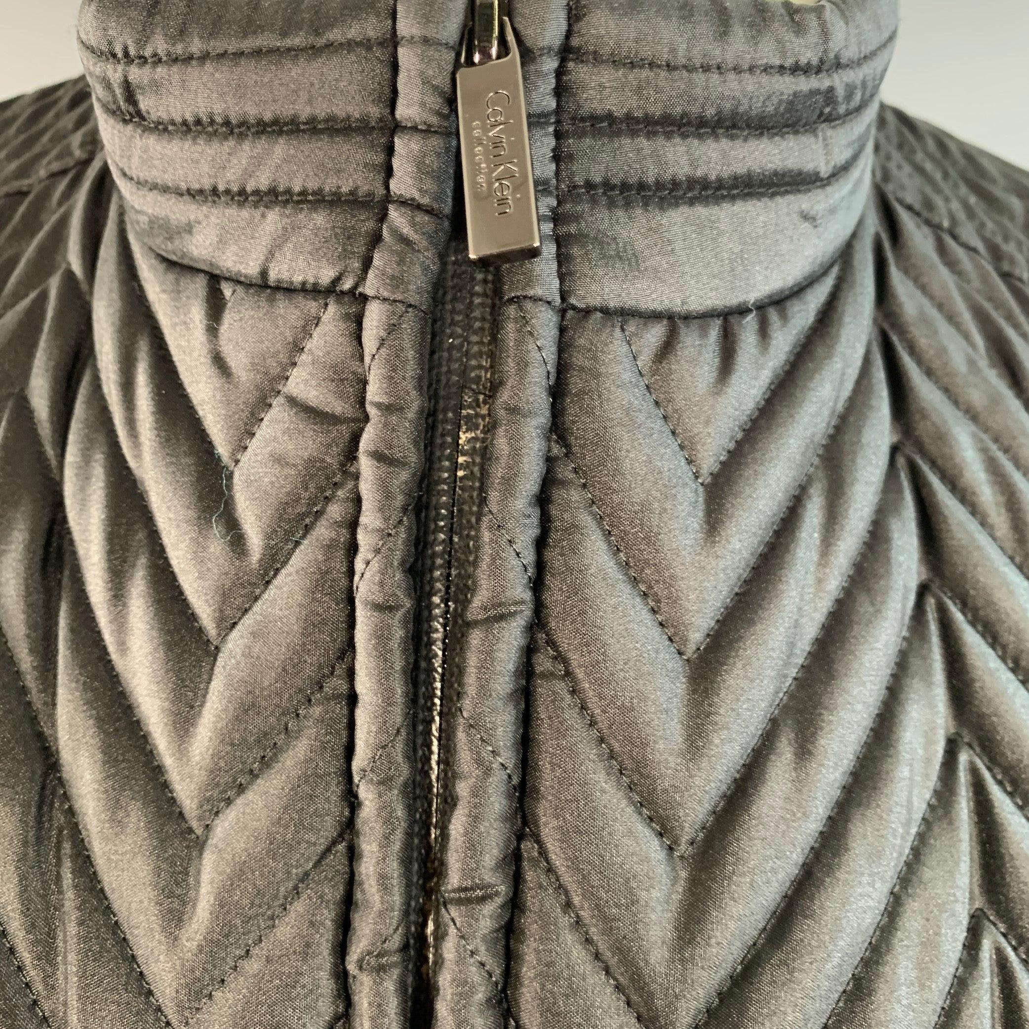 CALVIN KLEIN COLLECTION Größe 40 Schwarz Gesteppte Polyester-Zip Up Jacke im Angebot 2
