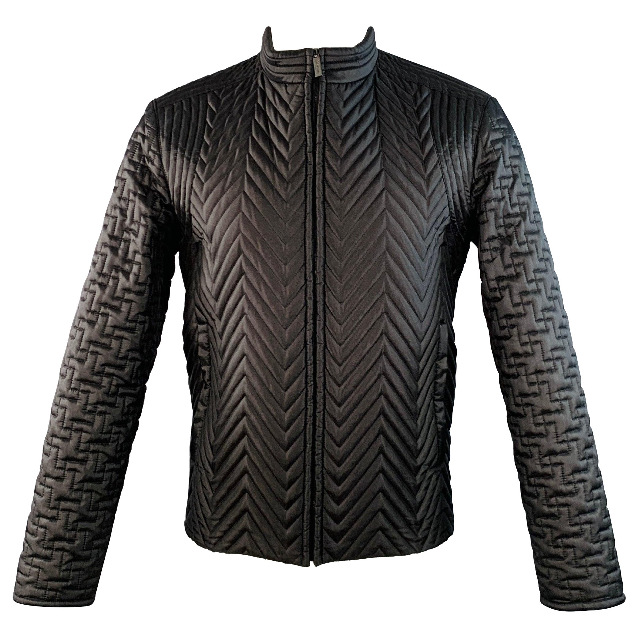CALVIN KLEIN COLLECTION Größe 40 Schwarz Gesteppte Polyester-Zip Up Jacke im Angebot