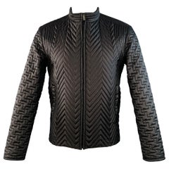 CALVIN KLEIN COLLECTION Size 40 Black Quilted Polyester Zip Up Jacket