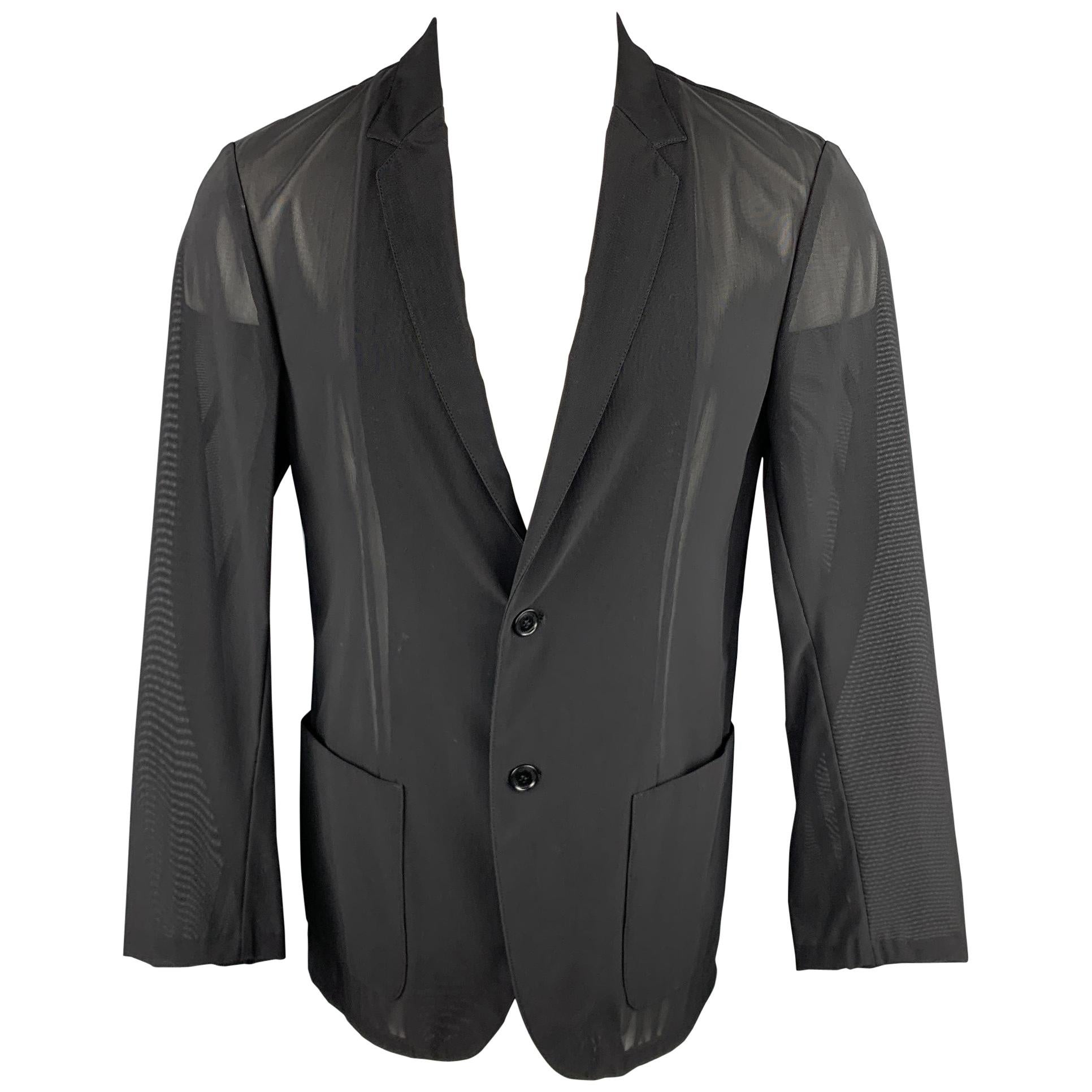 CALVIN KLEIN COLLECTION Size 40 Black See Through Mesh Sport Coat