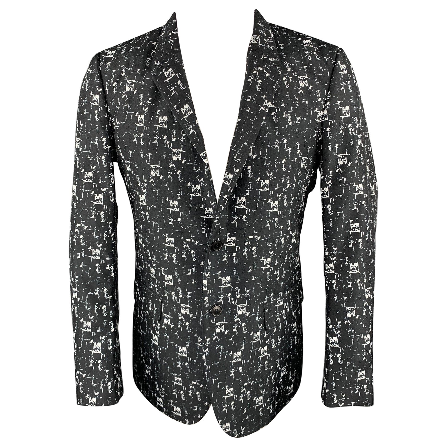 Calvin Klein Collection Taglia 40 Cappotto sportivo in poliestere con stampa in bianco e nero