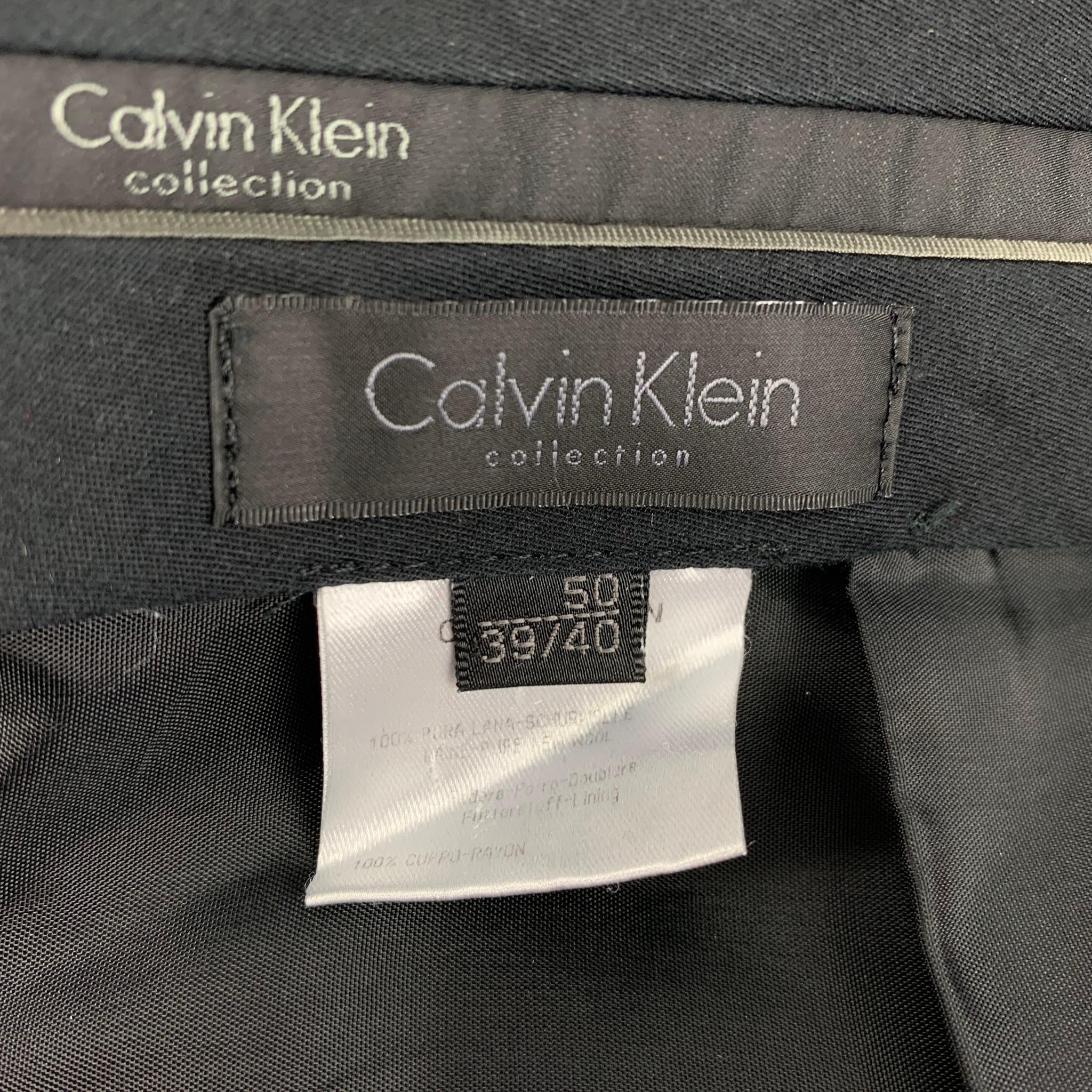 CALVIN KLEIN COLLECTION Size 40 Black Wool Tuxedo Suit 4
