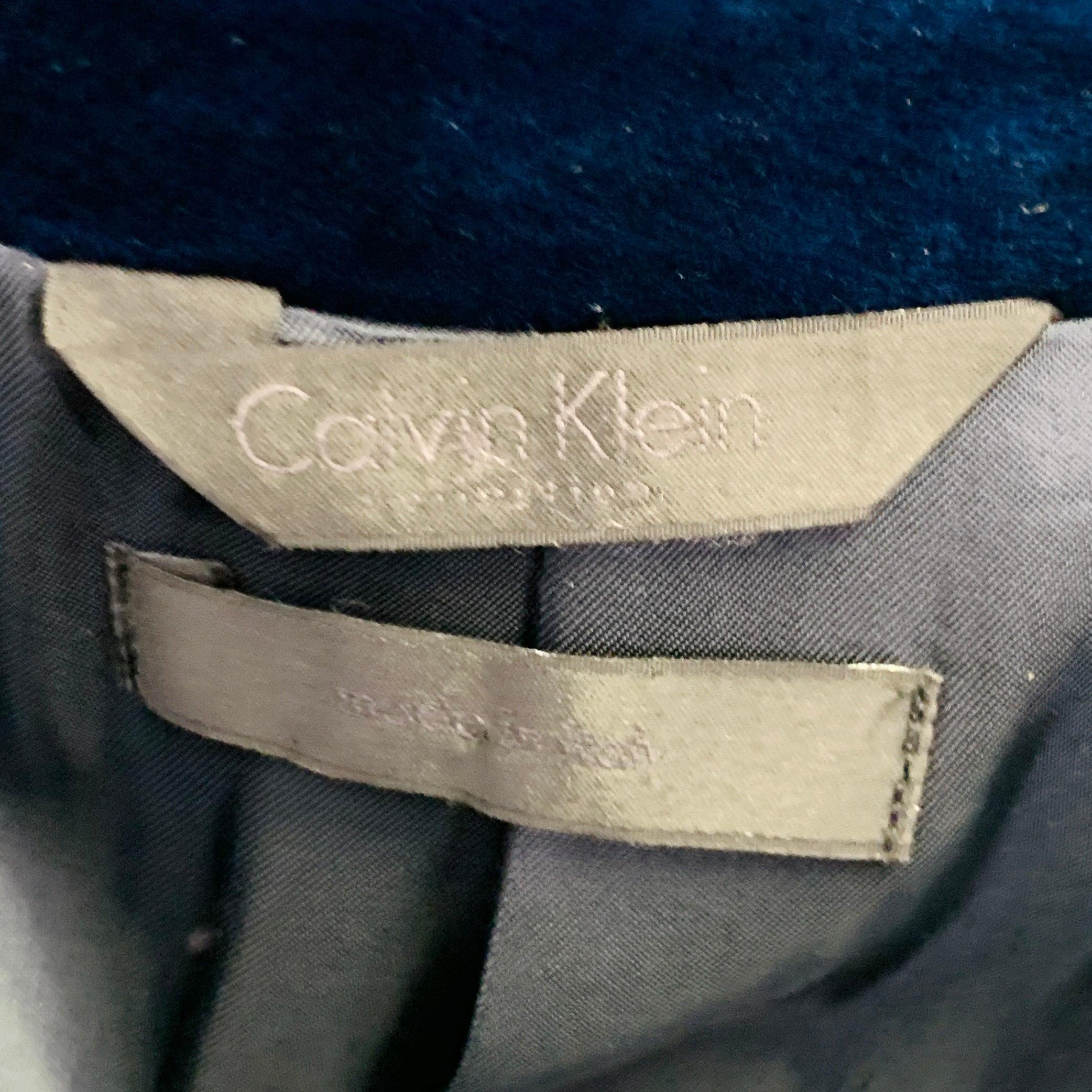 CALVIN KLEIN COLLECTION Size 40 Blue Velvet Cotton Blend Notch Lapel Single Button Sport Coat For Sale 5