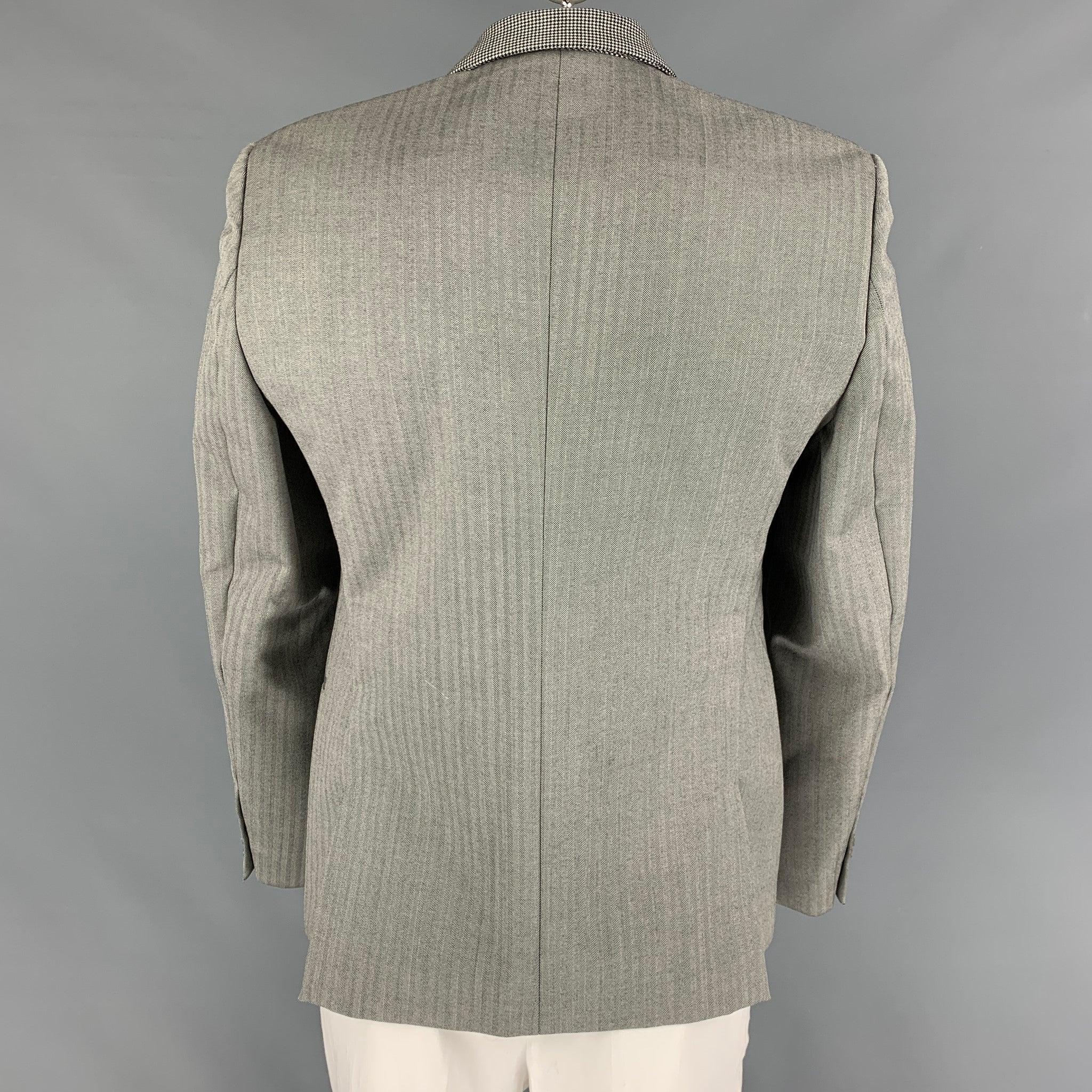 Calvin Klein Collection Taille 40 Manteau de sport en laine gris noir blanc Bon état - En vente à San Francisco, CA