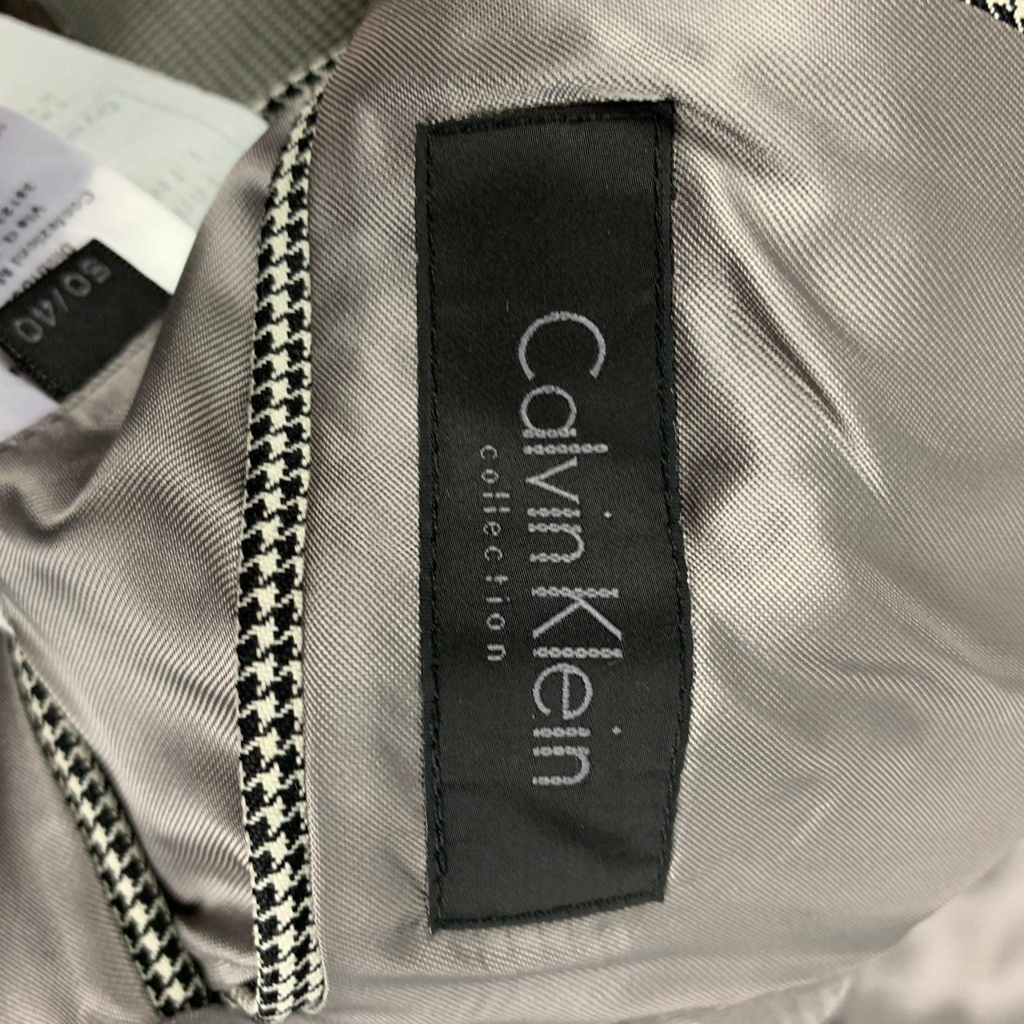 CALVIN KLEIN COLLECTION Größe 40 Grauer Schwarz-Weißer Wollmantel im Angebot 3