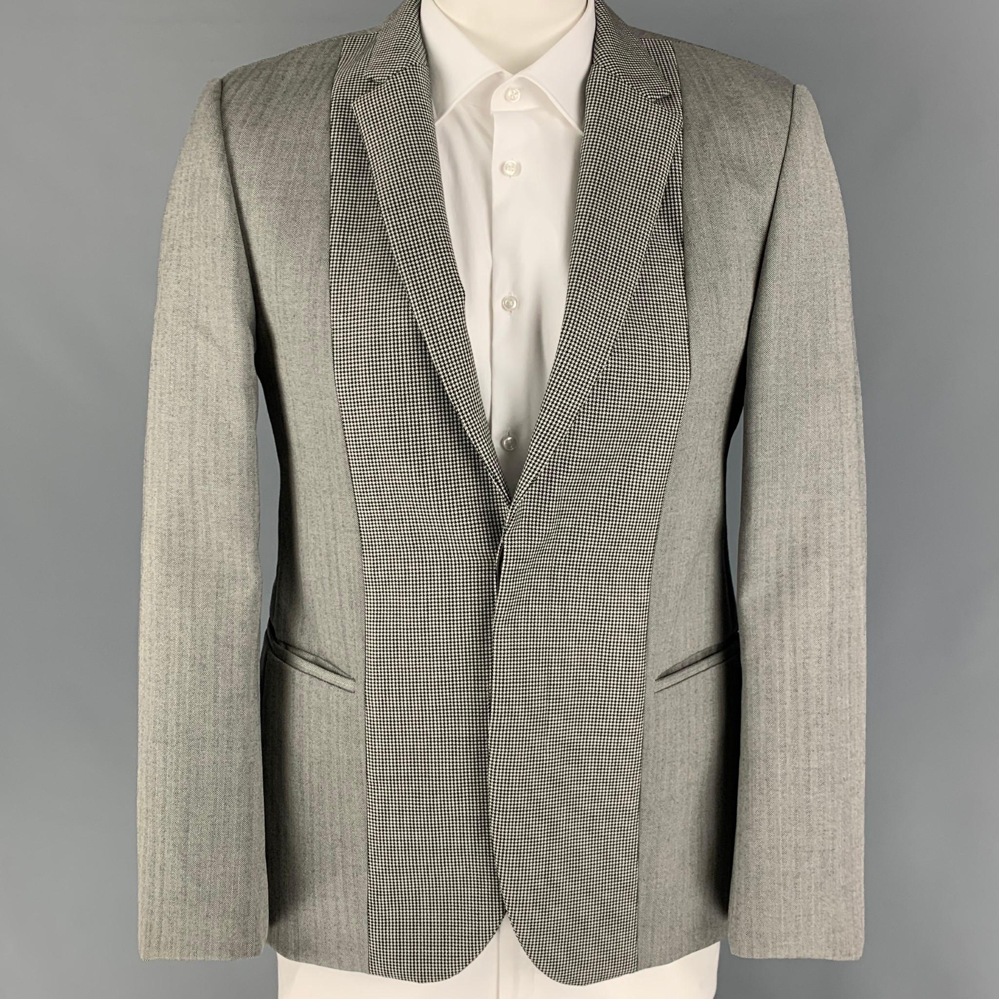CALVIN KLEIN COLLECTION Size 40 Grey Black White Wool Sport Coat For Sale  at 1stDibs