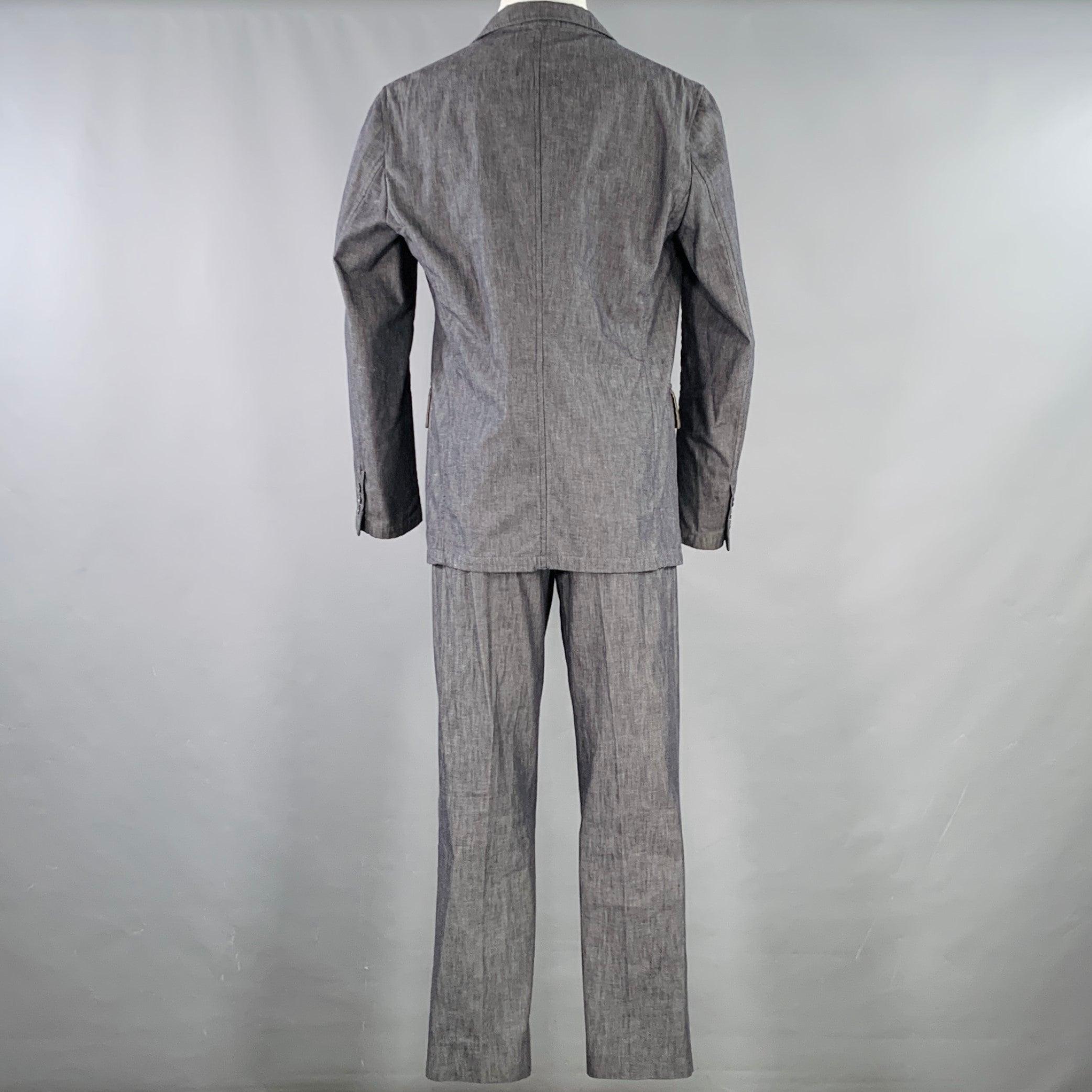 Grigio Calvin Klein Collection Taglia 40 Abito grigio carbone in misto cotone e lino in vendita