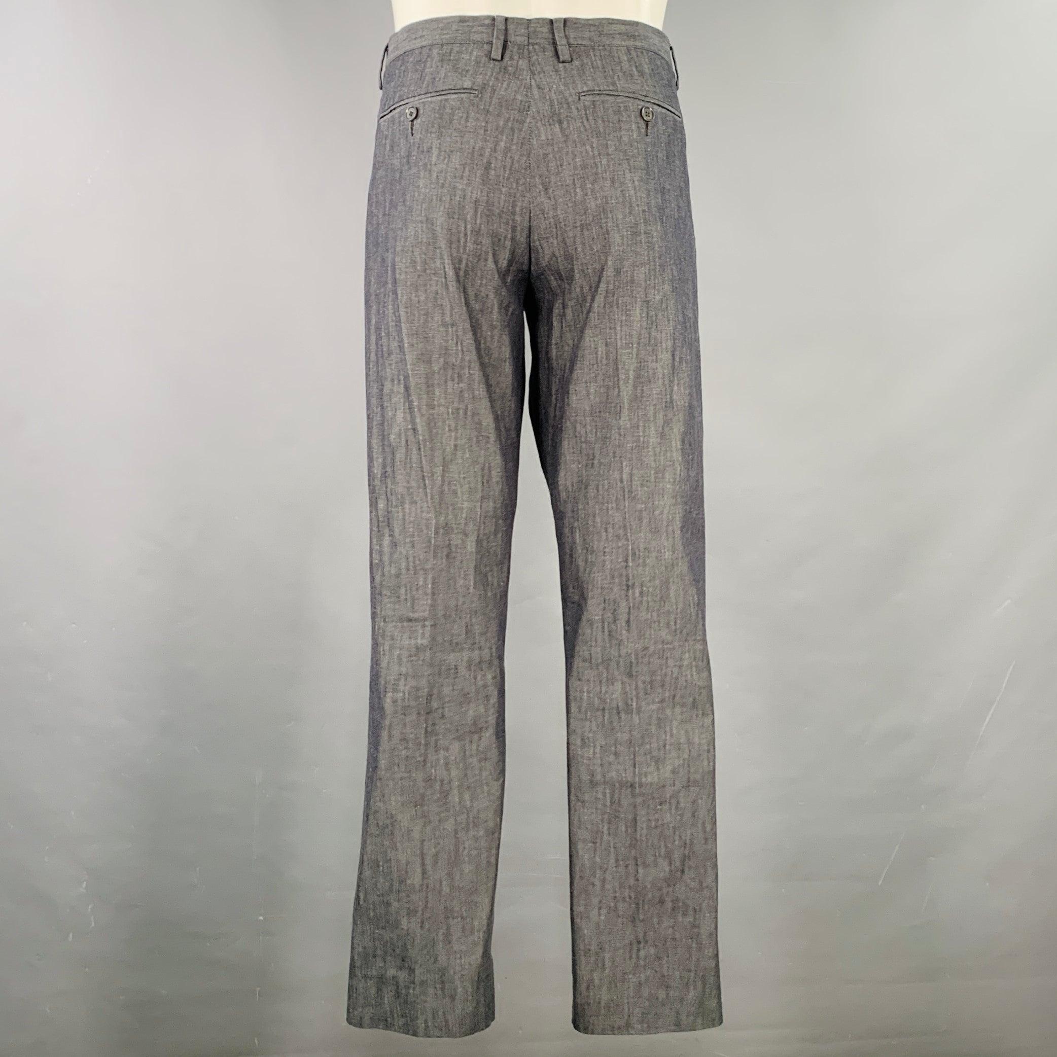 Uomo Calvin Klein Collection Taglia 40 Abito grigio carbone in misto cotone e lino in vendita