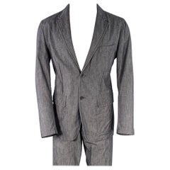 CALVIN KLEIN COLLECTION Size 40 Grey Charcoal Cotton Linen Blend Suit