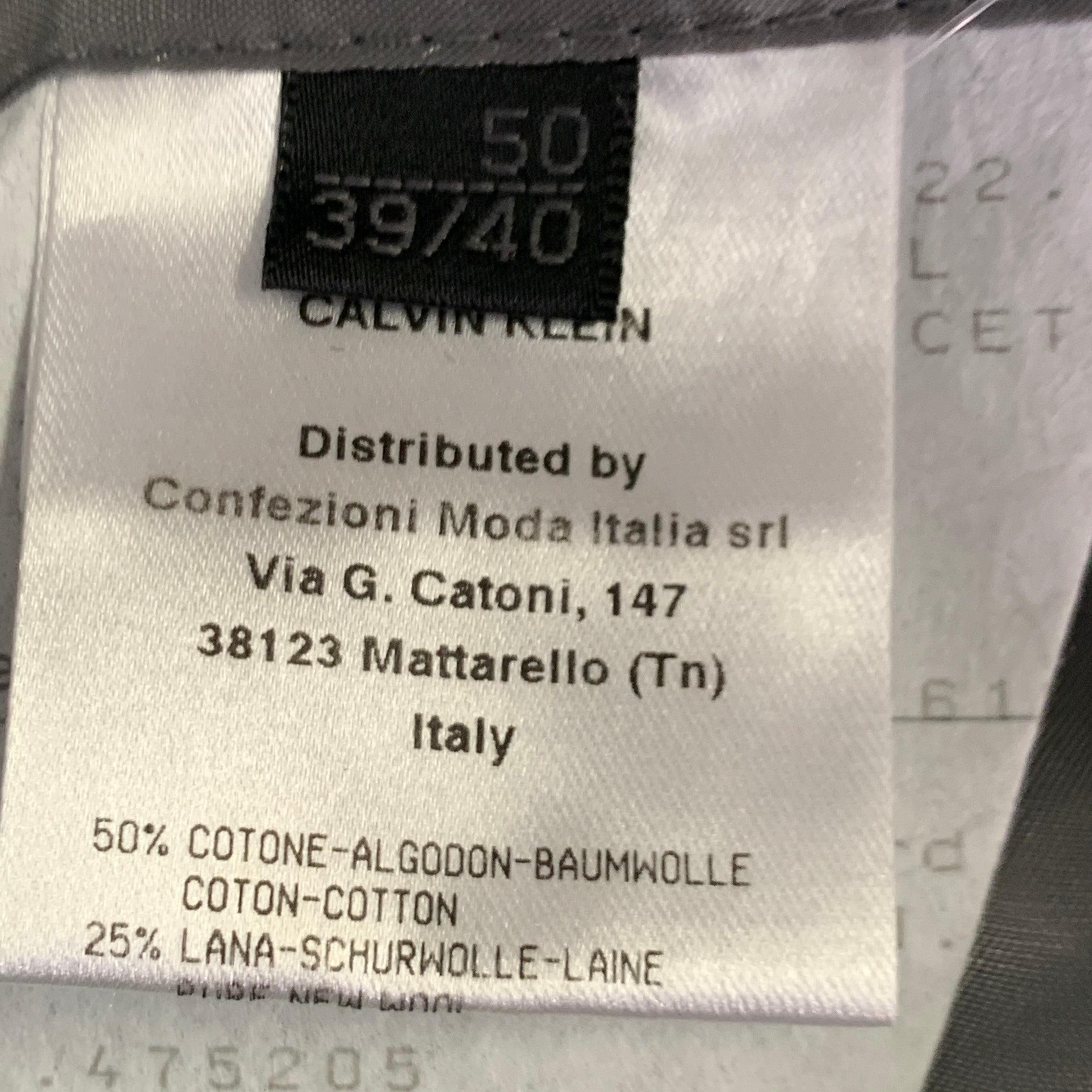 Calvin Klein Collection Taille 40 Costume gris métallisé en coton mélangé avec revers à pointe en vente 5