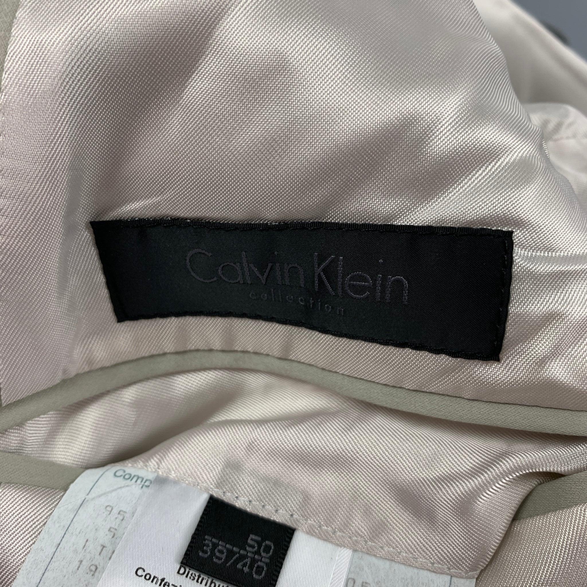 CALVIN KLEIN COLLECTION Size 40 Khaki Cotton Sport Coat For Sale 3