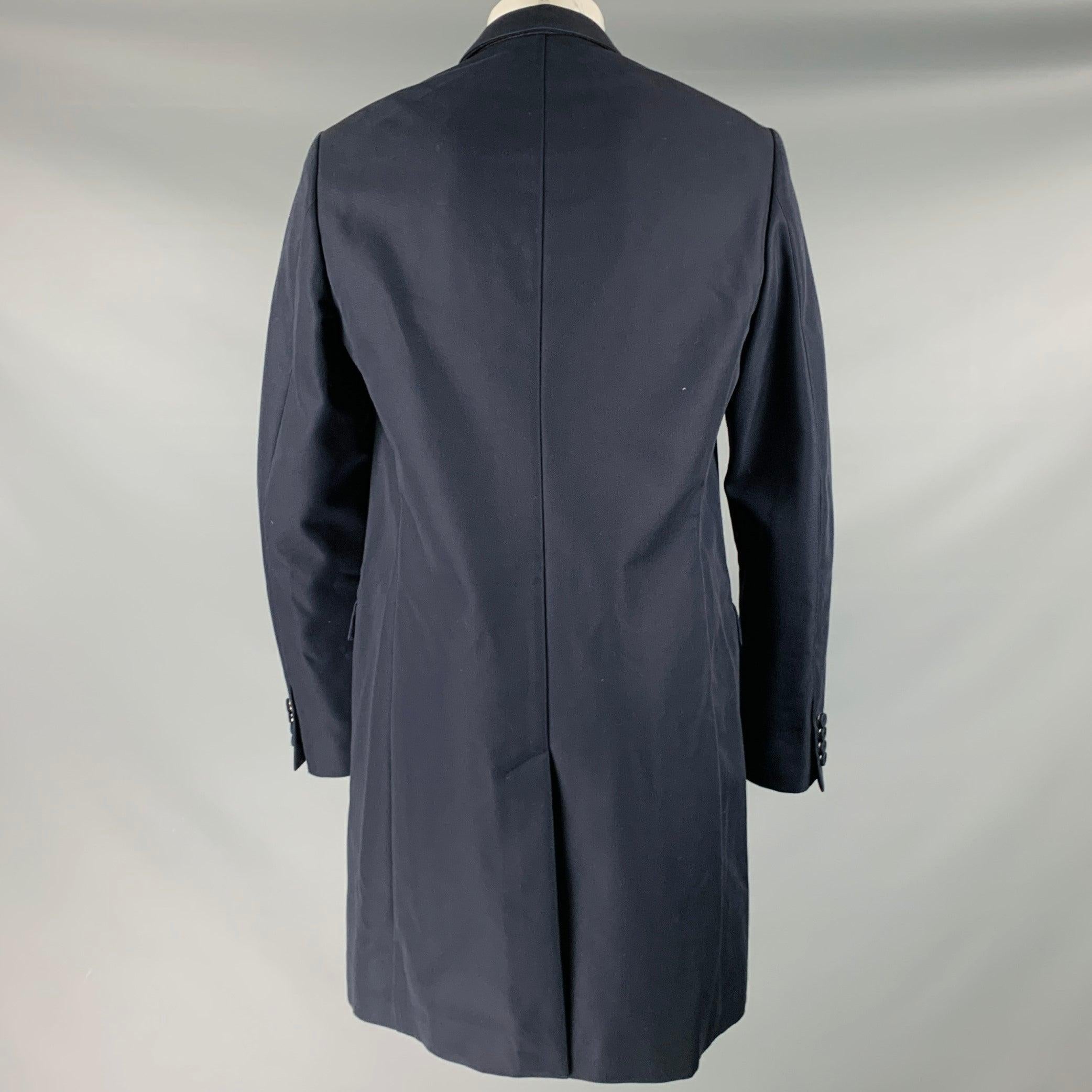 Black CALVIN KLEIN COLLECTION Size 40 Navy Cotton Blend Coat For Sale