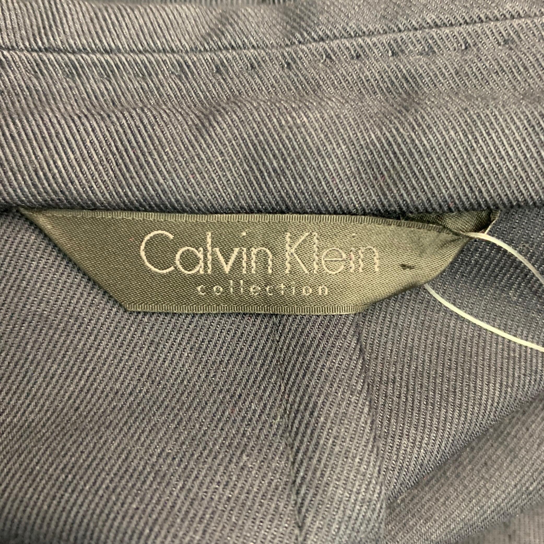 Men's CALVIN KLEIN COLLECTION Size 40 Navy Cotton Blend Coat For Sale