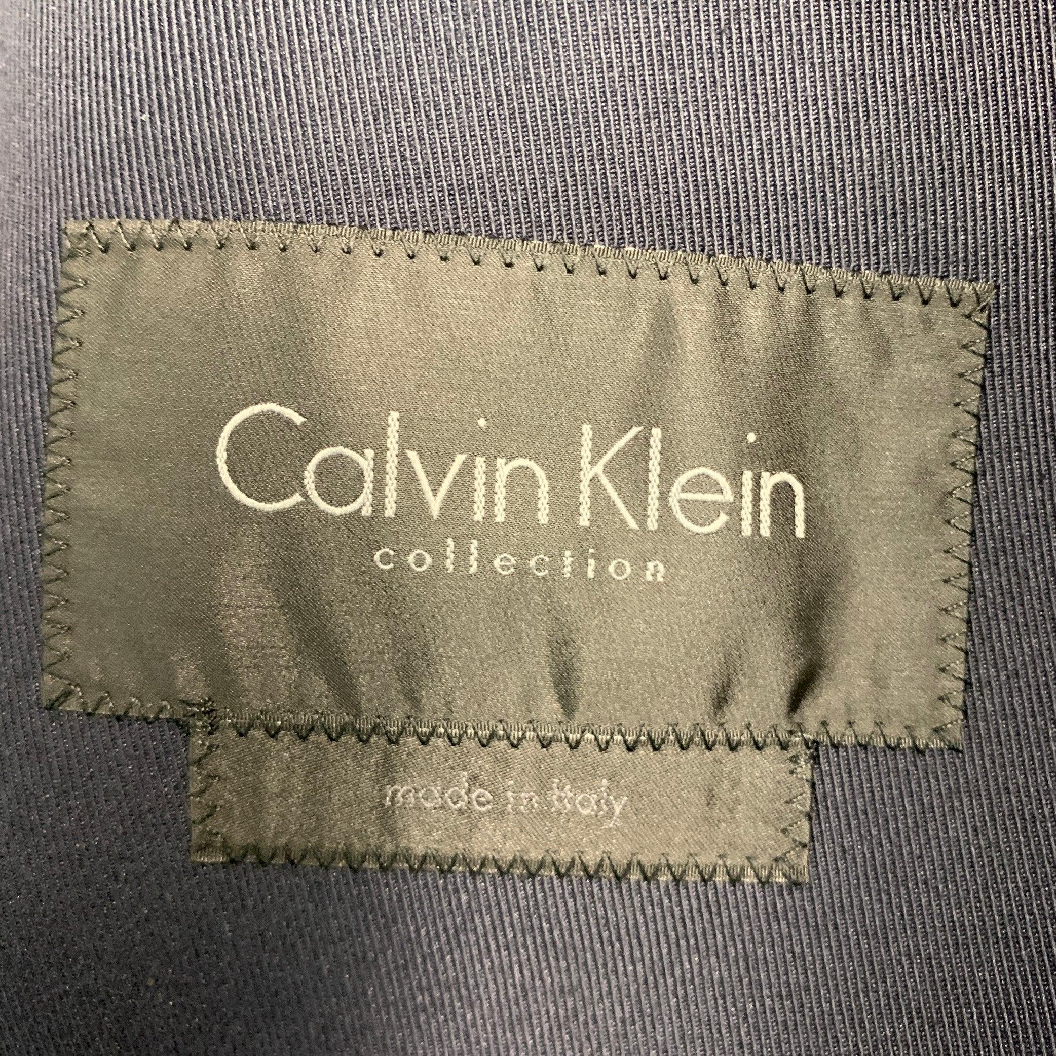 CALVIN KLEIN COLLECTION Size 40 Navy Cotton Blend Coat For Sale 1