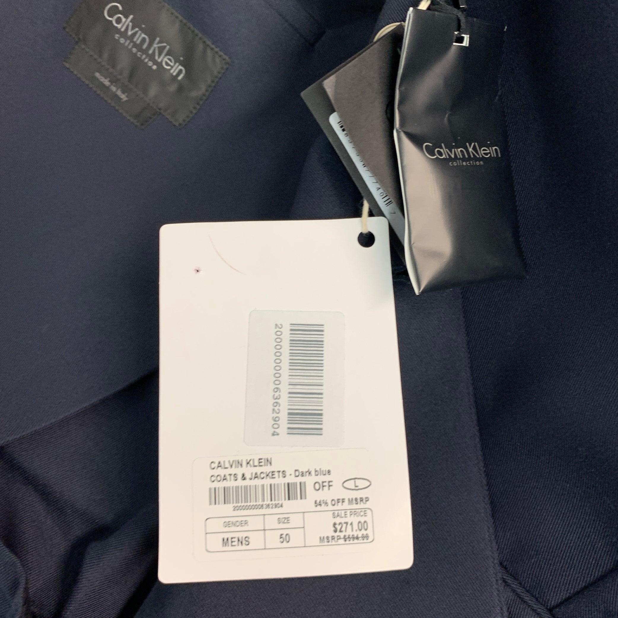 CALVIN KLEIN COLLECTION Size 40 Navy Cotton Blend Coat For Sale 5