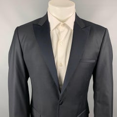 CALVIN KLEIN COLLECTION Size 40 Navy Wool Tuxedo Sport Coat
