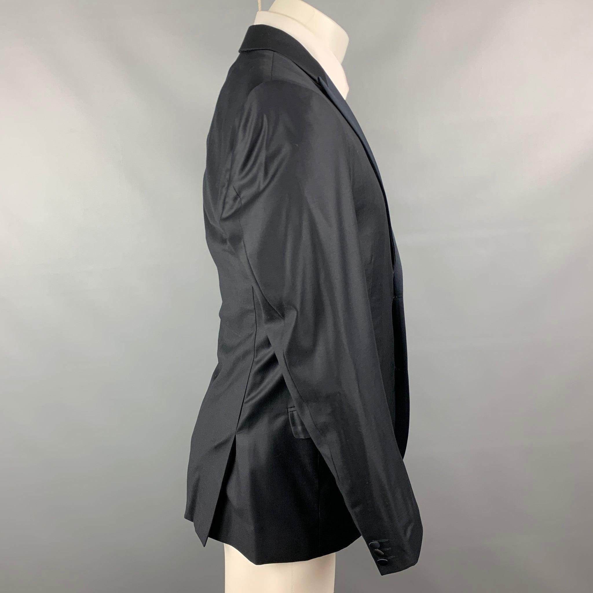 Men's CALVIN KLEIN COLLECTION Size 40 Navy Wool Tuxedo Sport Coat For Sale