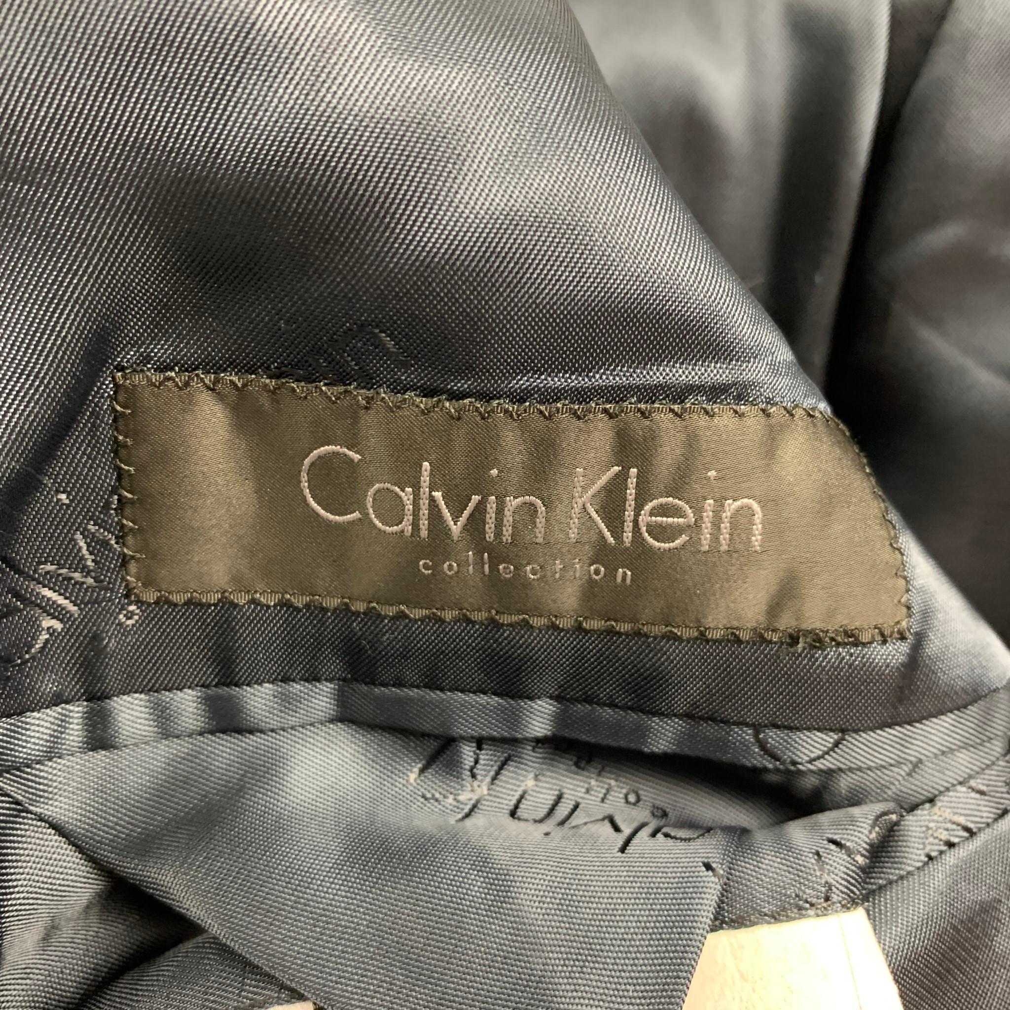 CALVIN KLEIN COLLECTION Size 40 Navy Wool Tuxedo Sport Coat 3