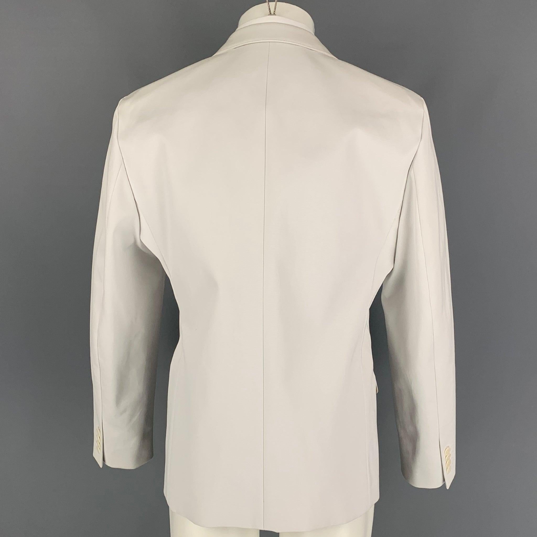 CALVIN KLEIN COLLECTION Size 40 Off White Cotton Notch Lapel Suit For Sale 1