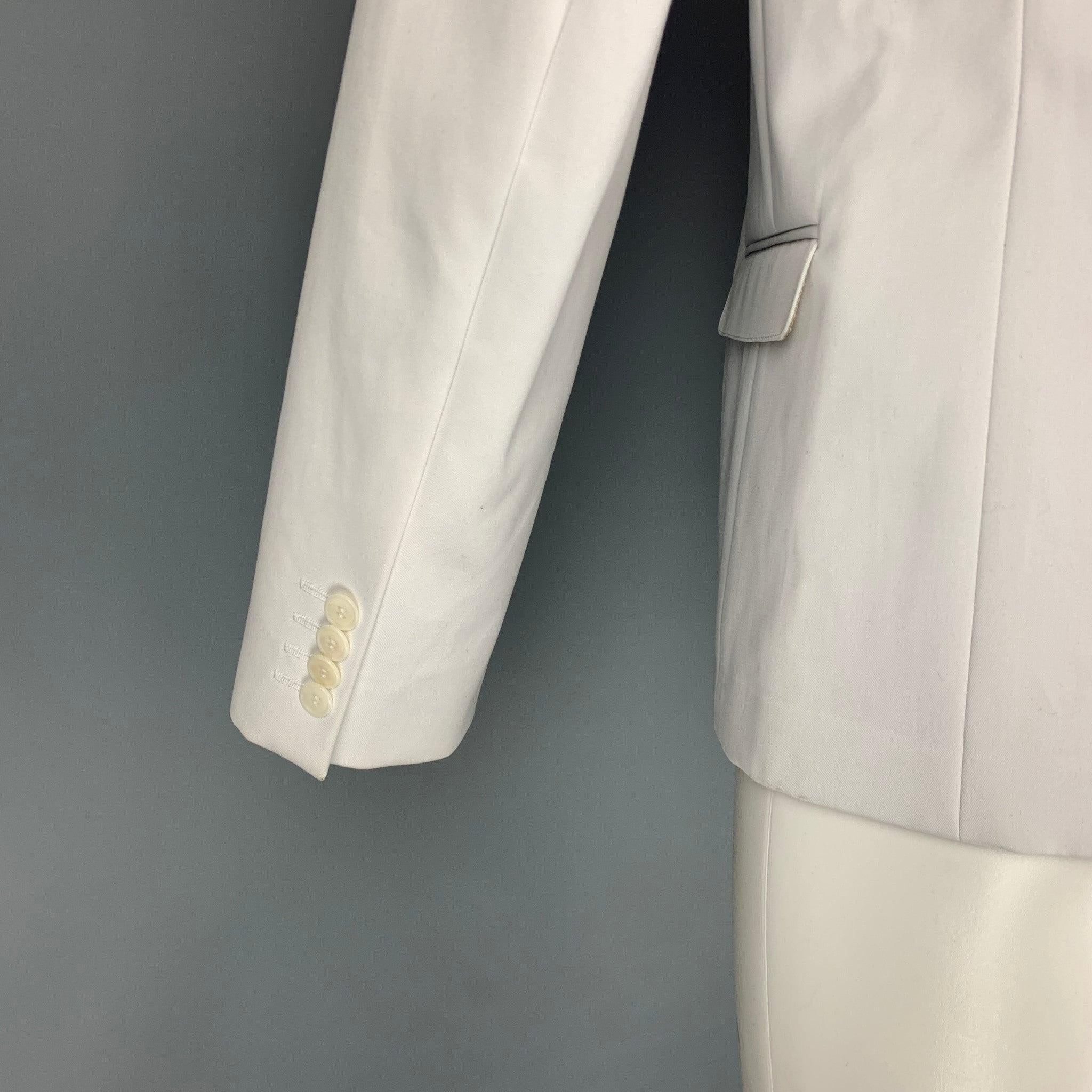 CALVIN KLEIN COLLECTION Size 40 Off White Cotton Notch Lapel Suit For Sale 2